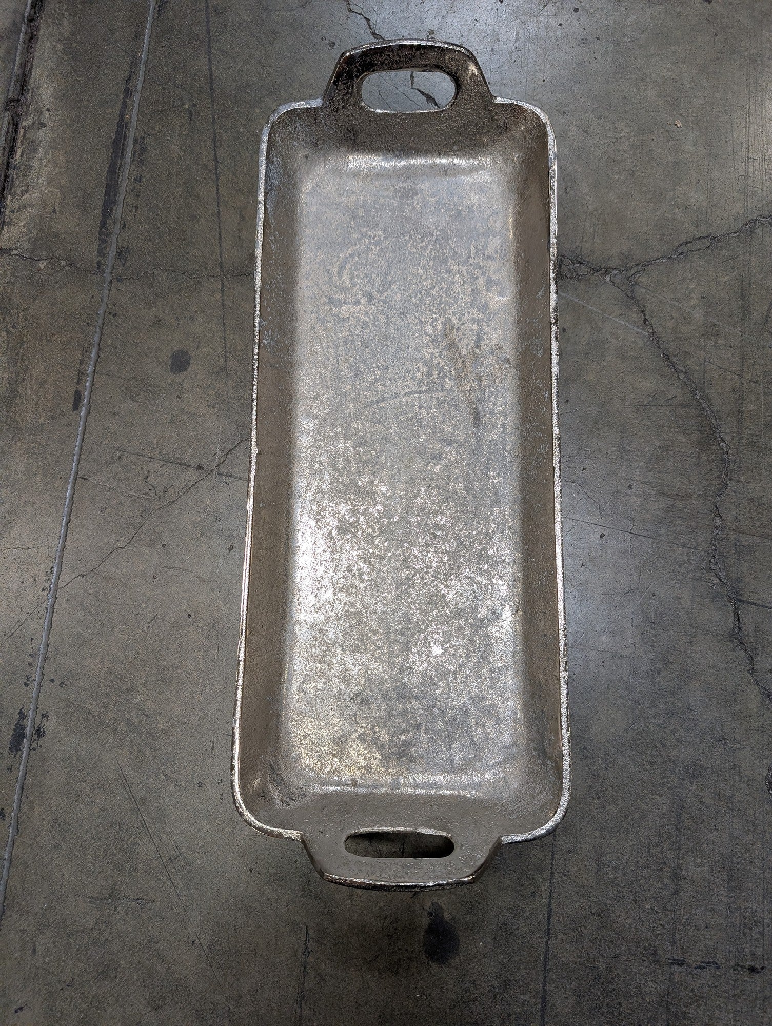Handcrafted Indian Metal Rectangular Serving Platter with Handles - Image 2