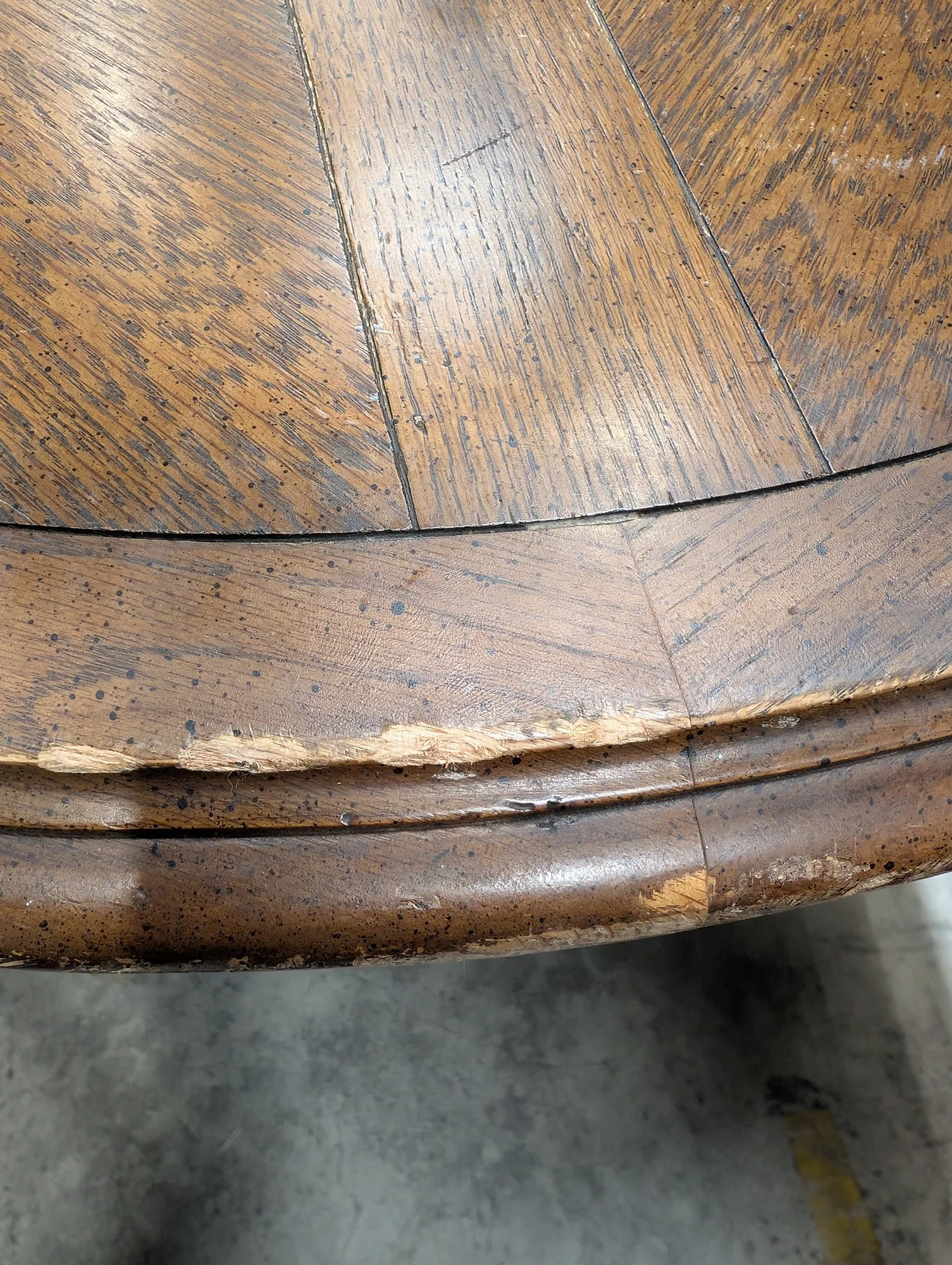 Ornate Oval Wood Dining Table with Inlaid Top - Image 3