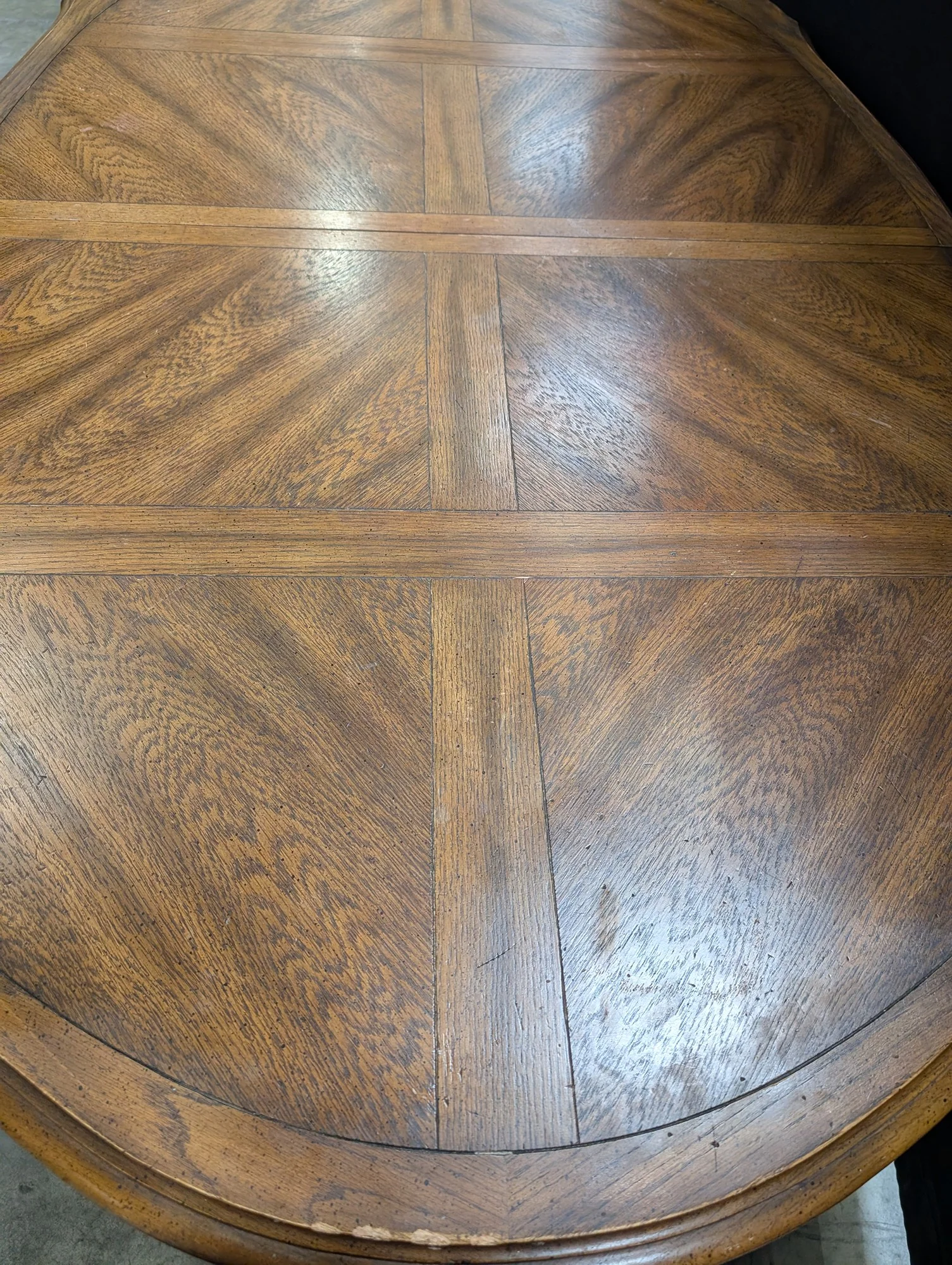 Ornate Oval Wood Dining Table with Inlaid Top - Image 4