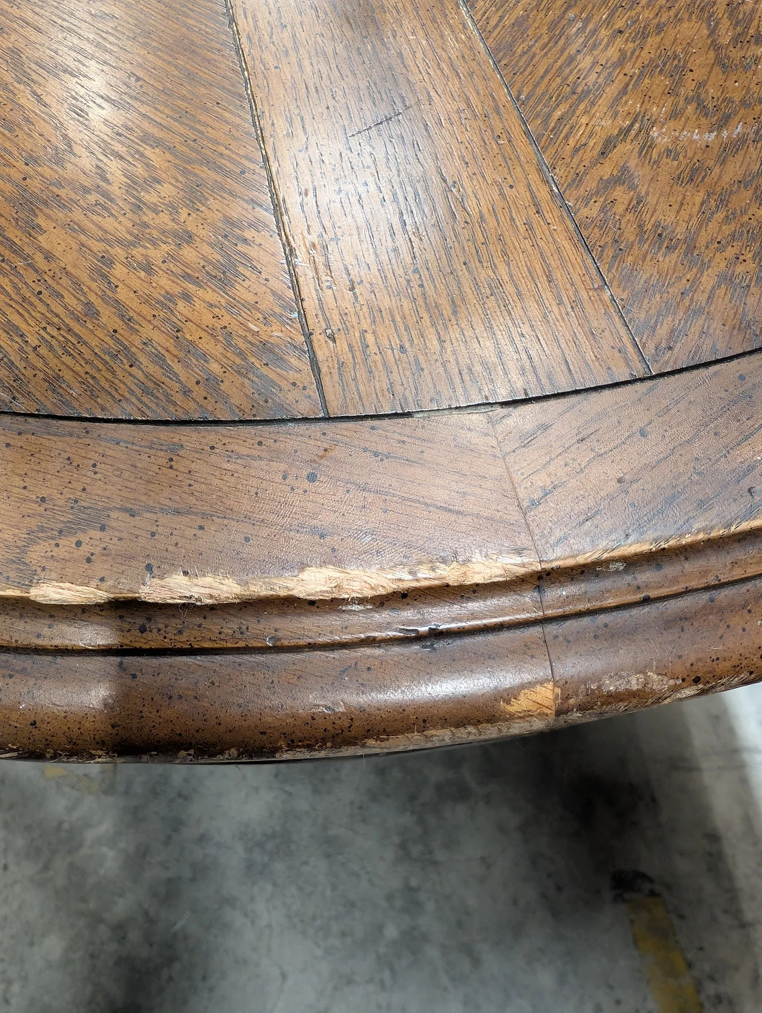 Ornate Oval Wood Dining Table with Inlaid Top - Image 5