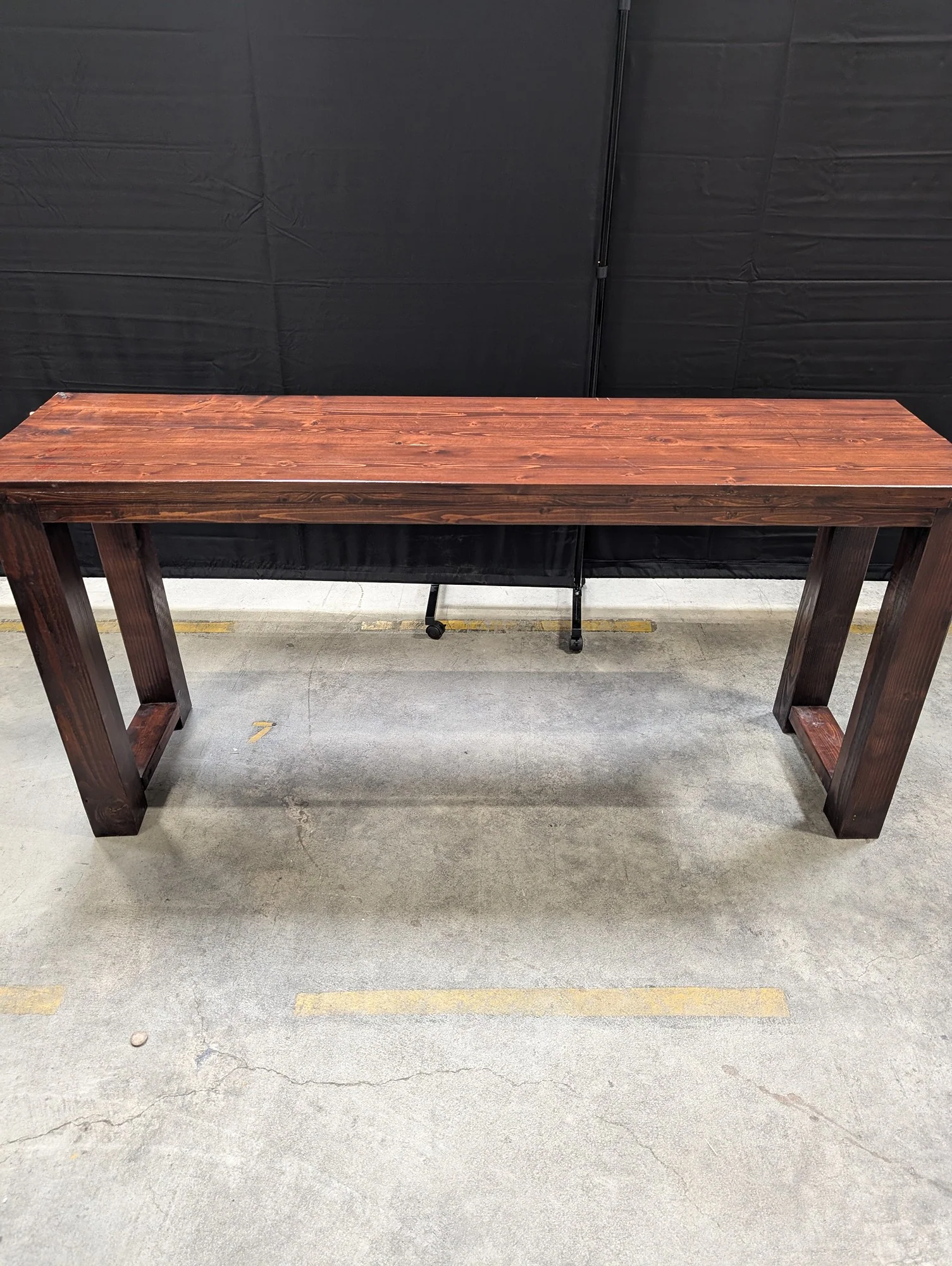 Rustic Stained Hardwood Console Table 66"
