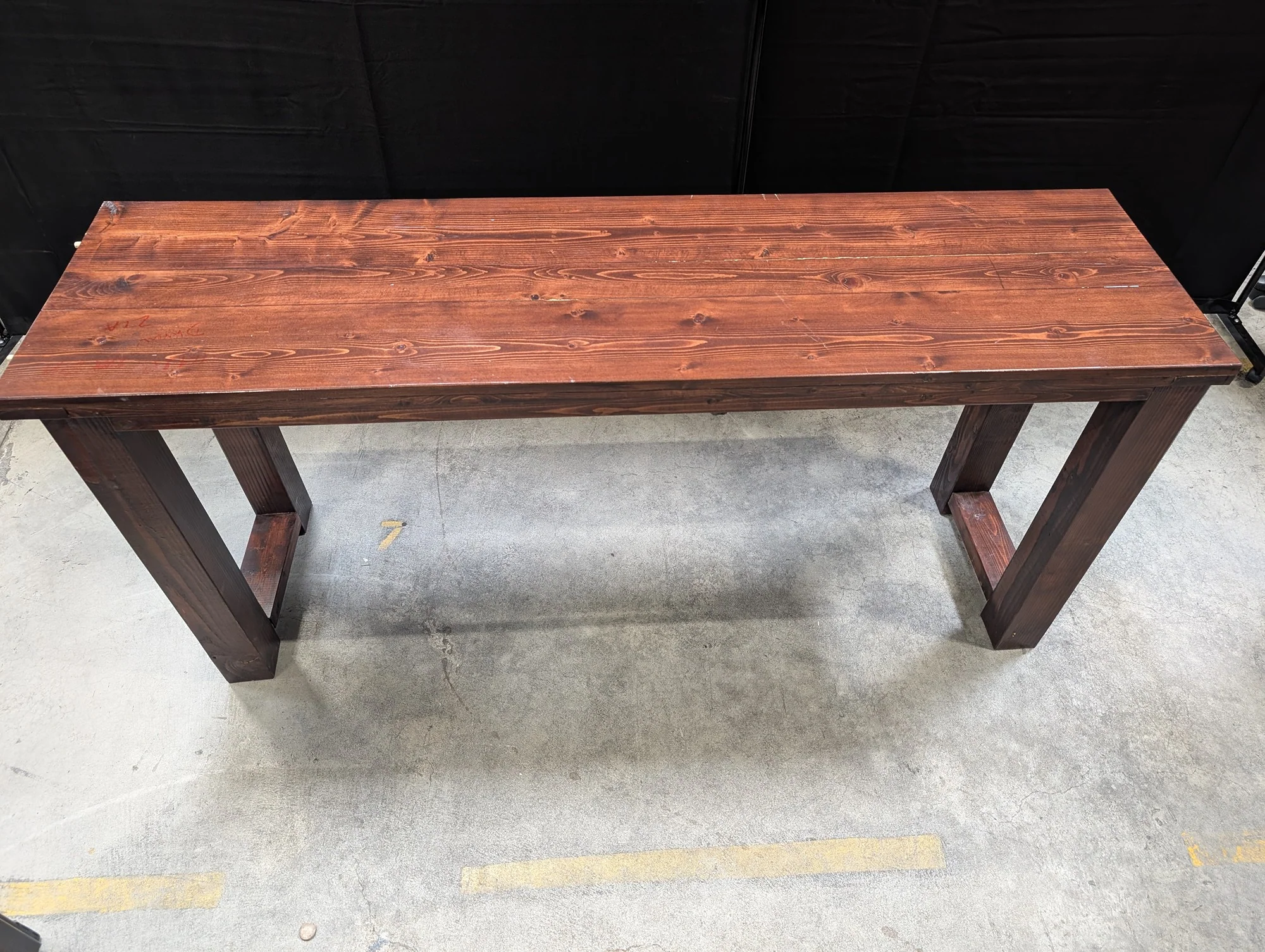 Rustic Stained Hardwood Console Table 66" - Image 4