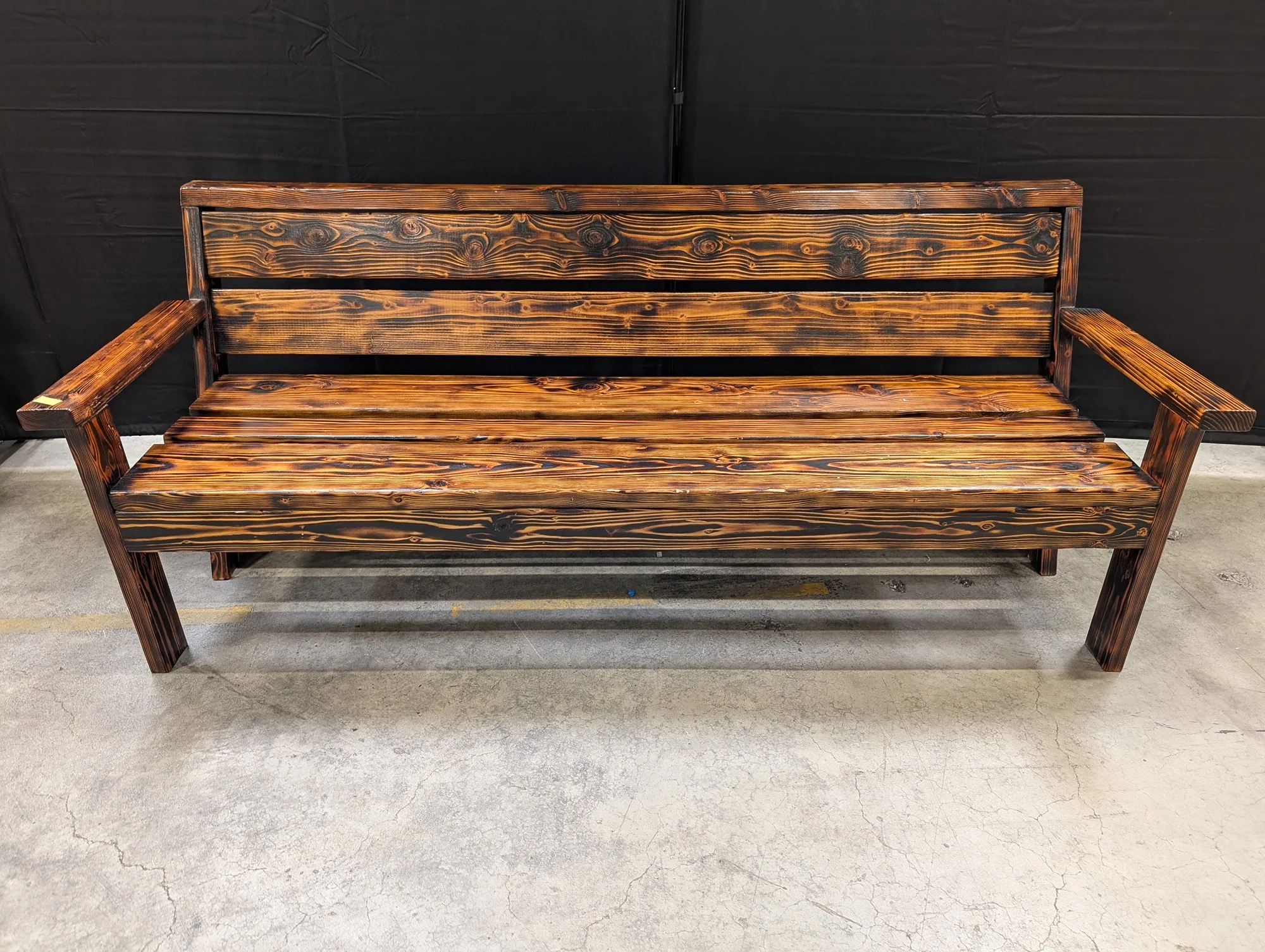 Sturdy Hardwood Outdoor Slatted Bench with Armrests - Image 3