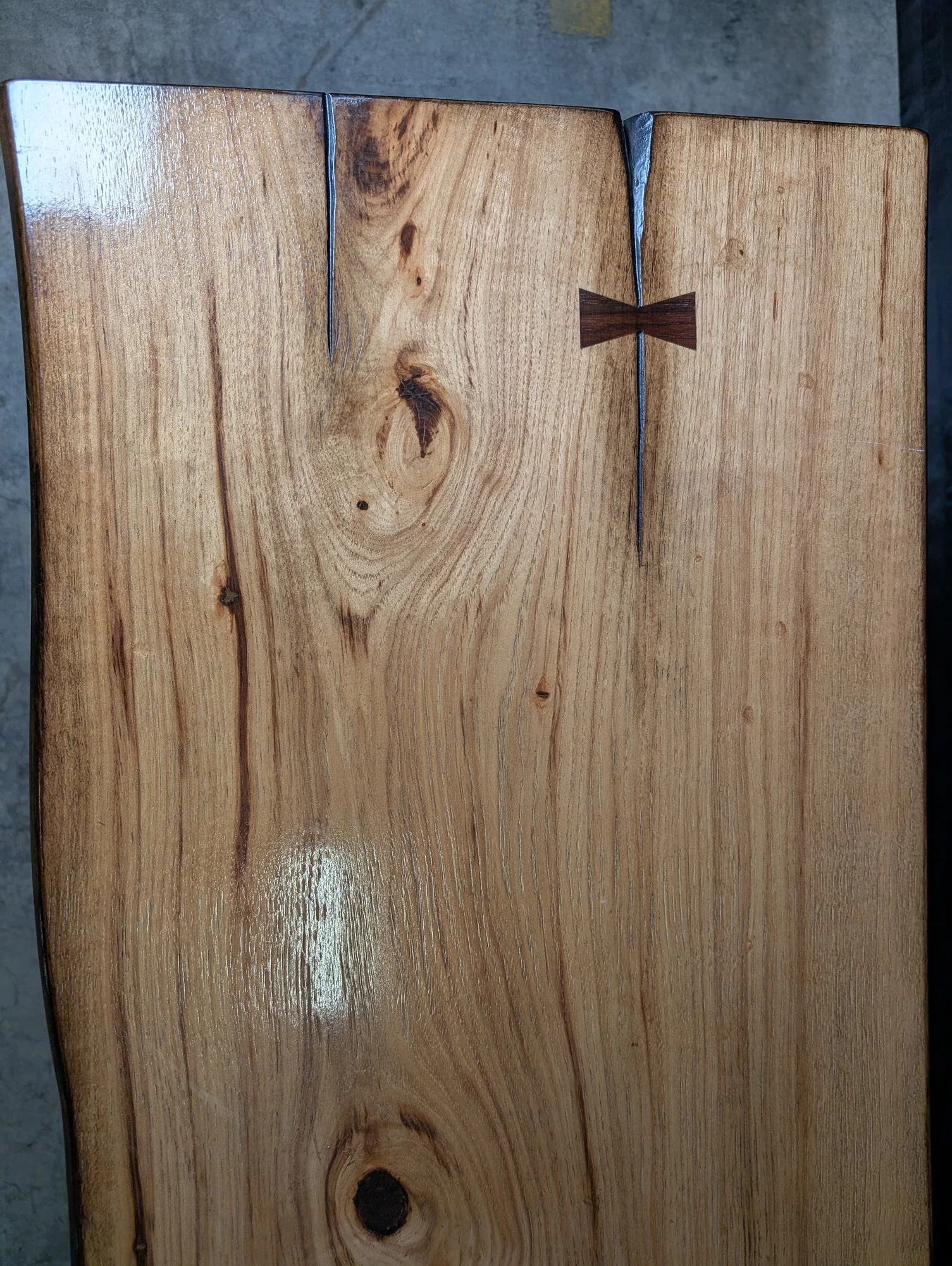 Live Edge Wood Slab Bench with Hairpin Legs - Image 3