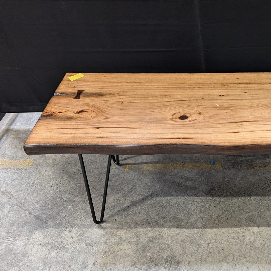 Live Edge Wood Slab Bench with Hairpin Legs - Image 5