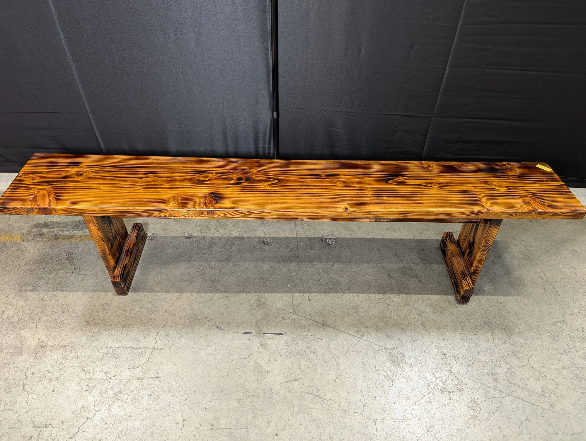 Rustic Charred Wood Outdoor Bench
