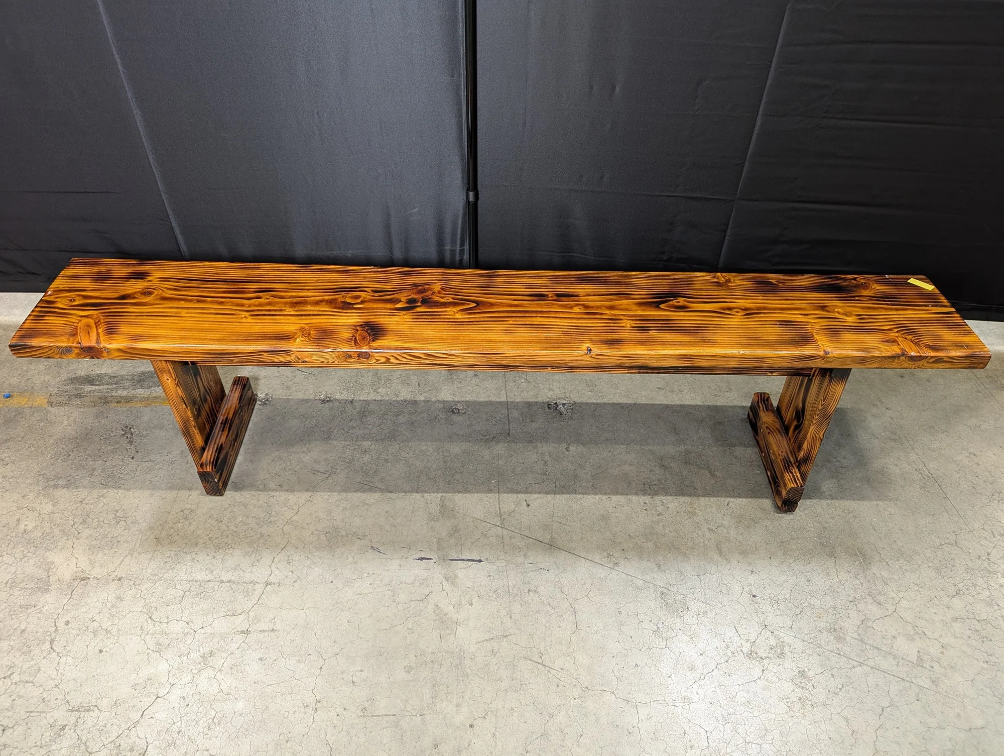 Rustic Charred Wood Outdoor Bench - Image 2