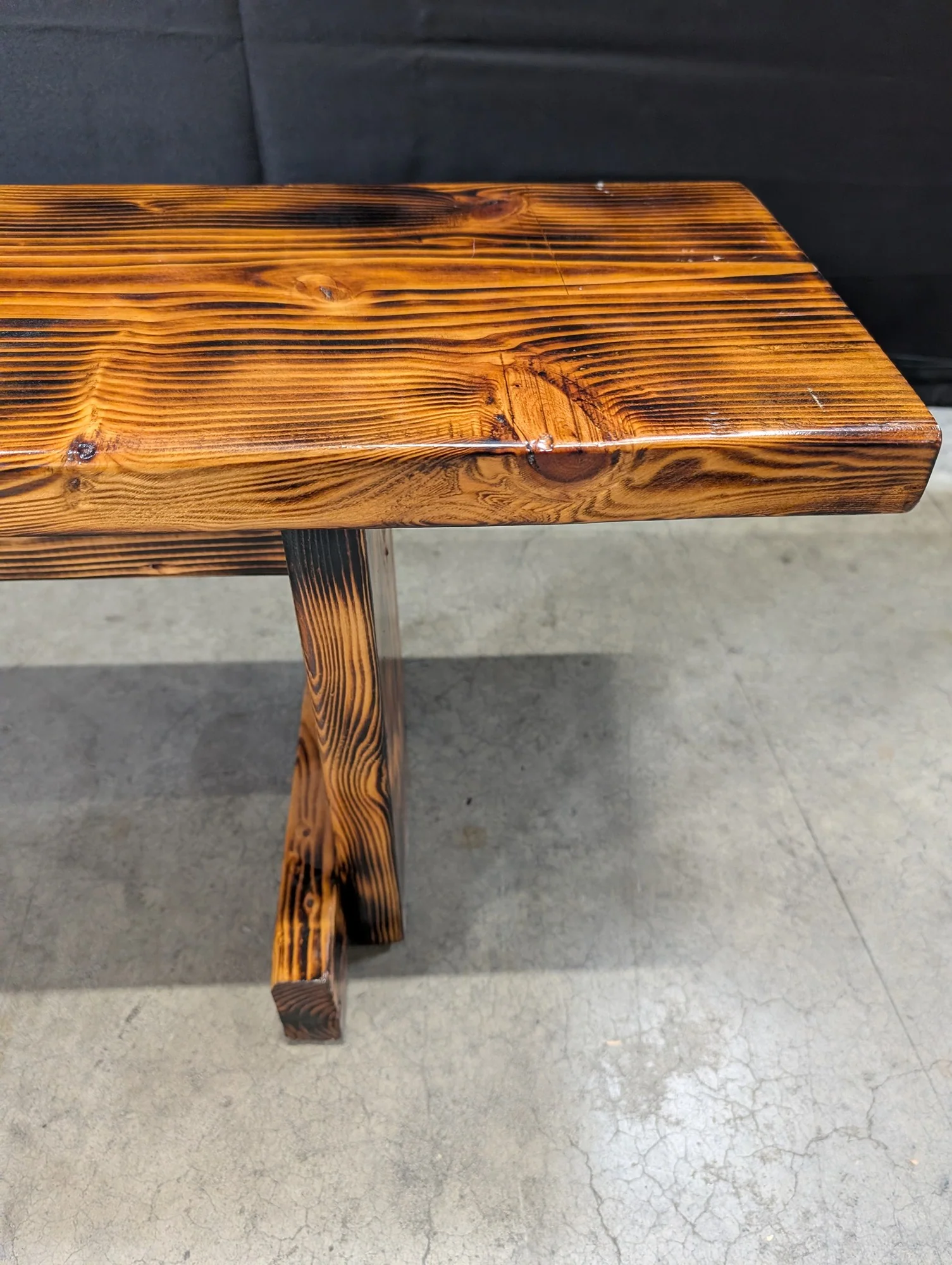 Rustic Charred Wood Outdoor Bench - Image 3