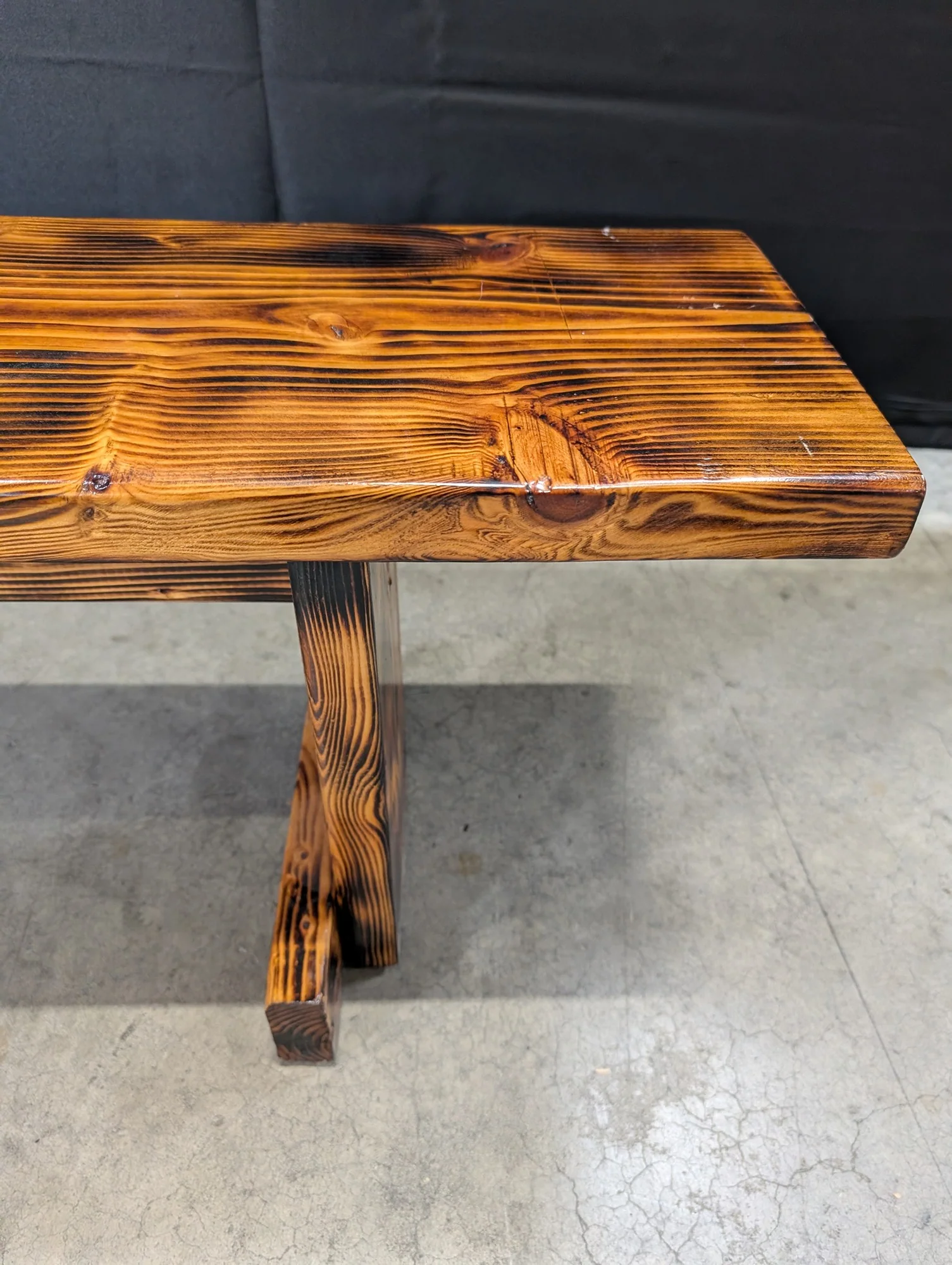 Rustic Charred Wood Outdoor Bench - Image 4