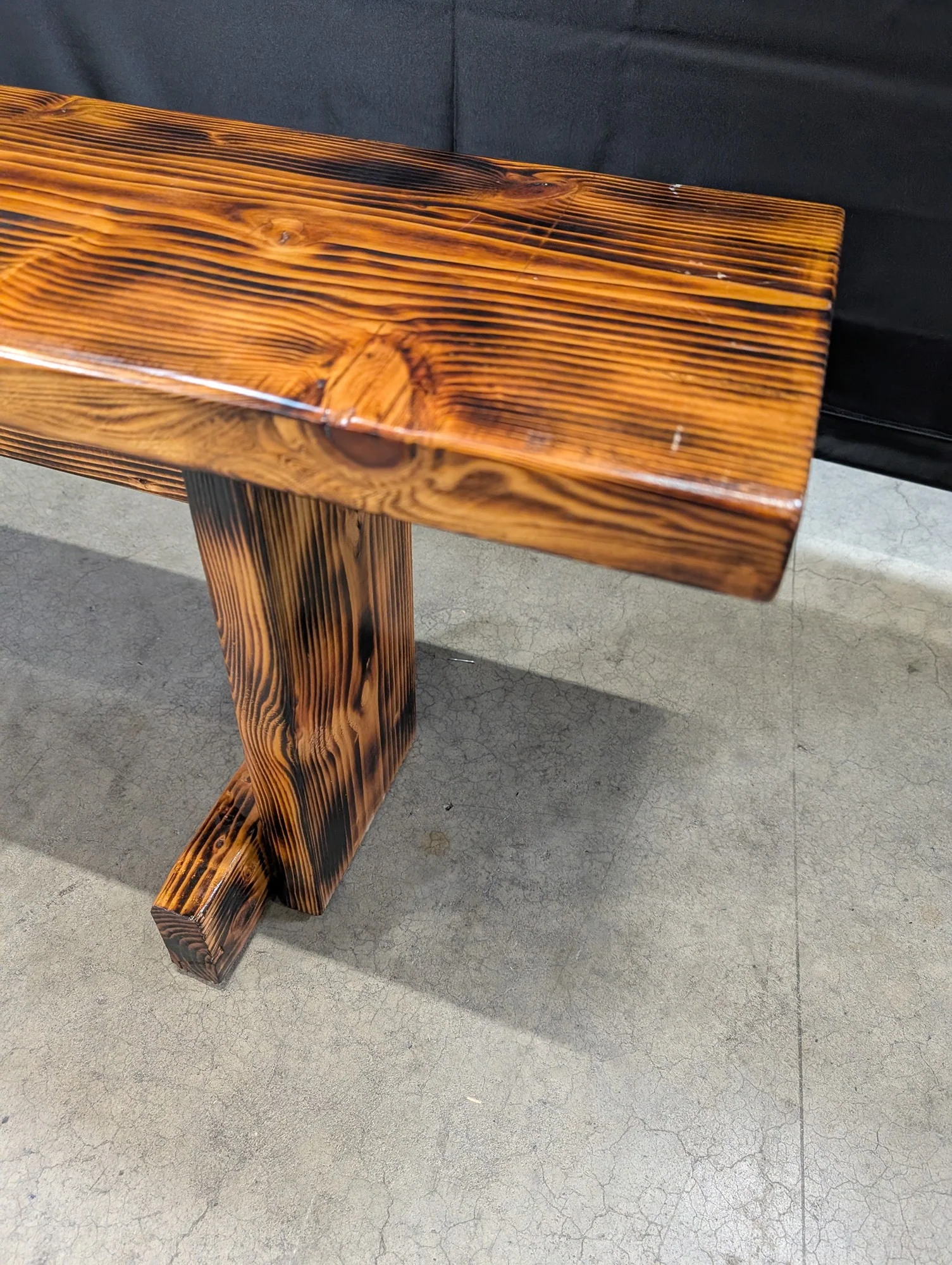 Rustic Charred Wood Outdoor Bench - Image 5