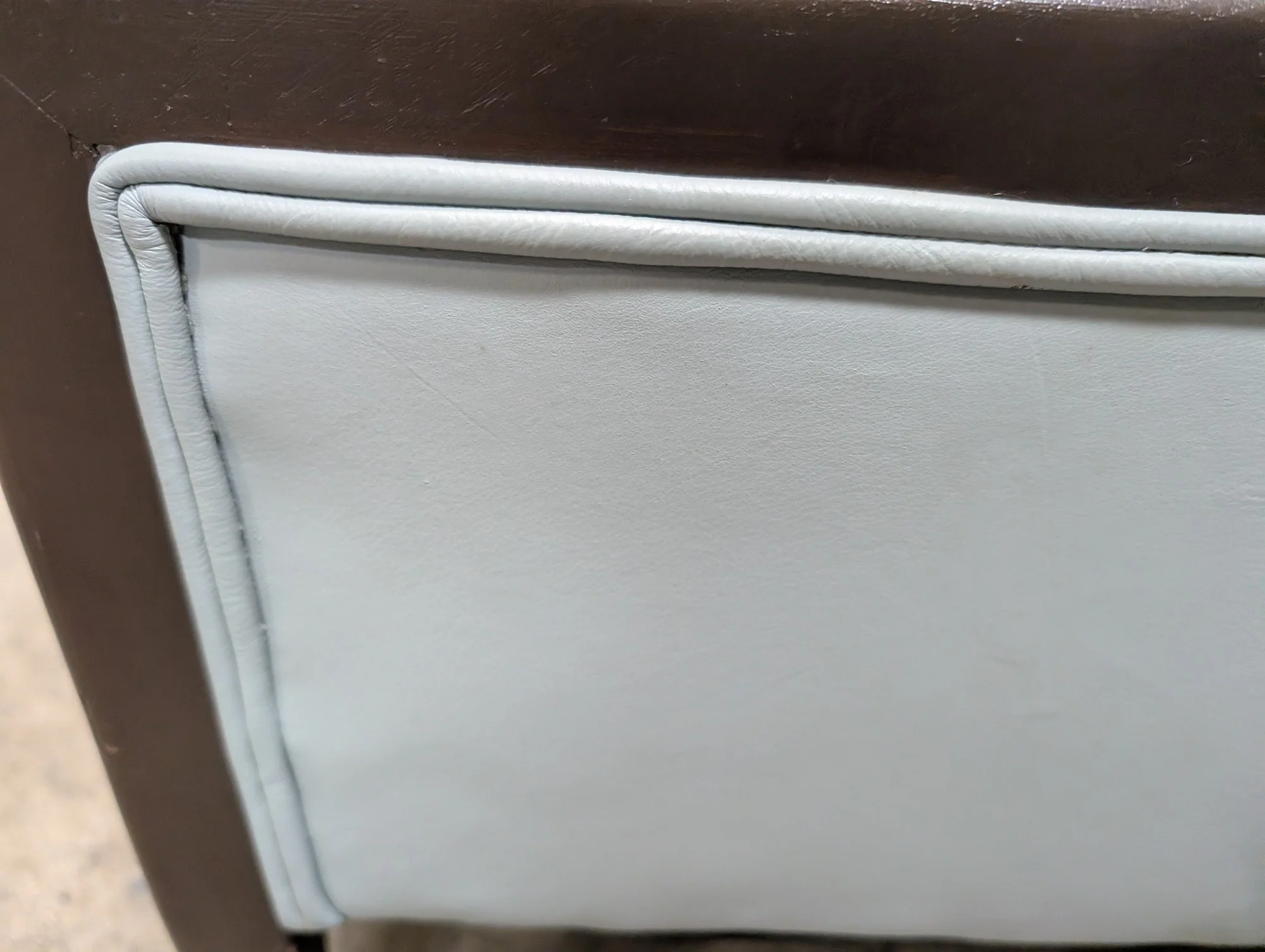 Mid-Century Inspired Wood Frame Accent Chair with Pale Blue Upholstery - Image 4