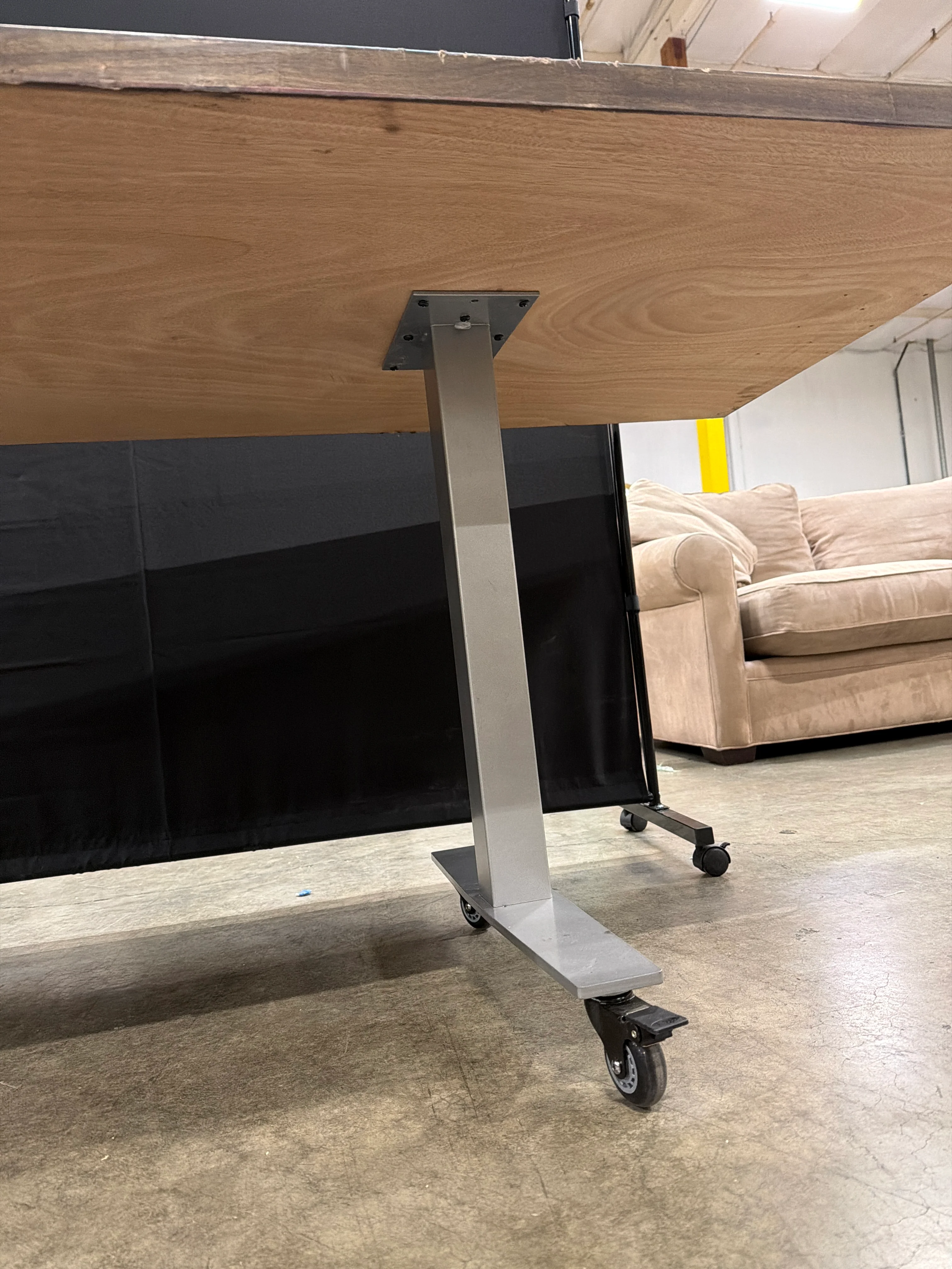 Rectangular Dark Brown Wood Top Utility Table with Locking Casters - Image 6