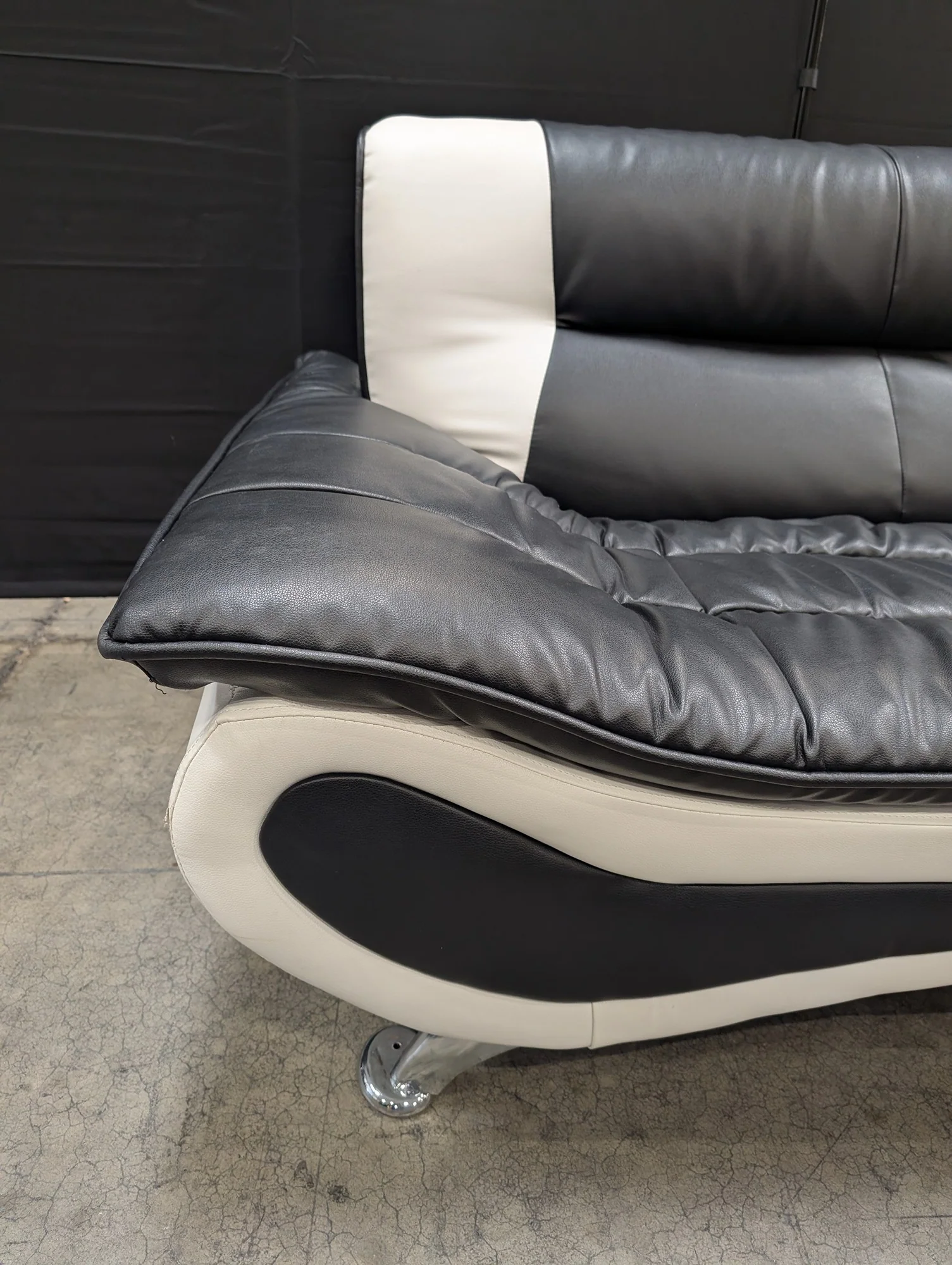Contemporary Two-Tone Black and White Loveseat Sofa - Image 2