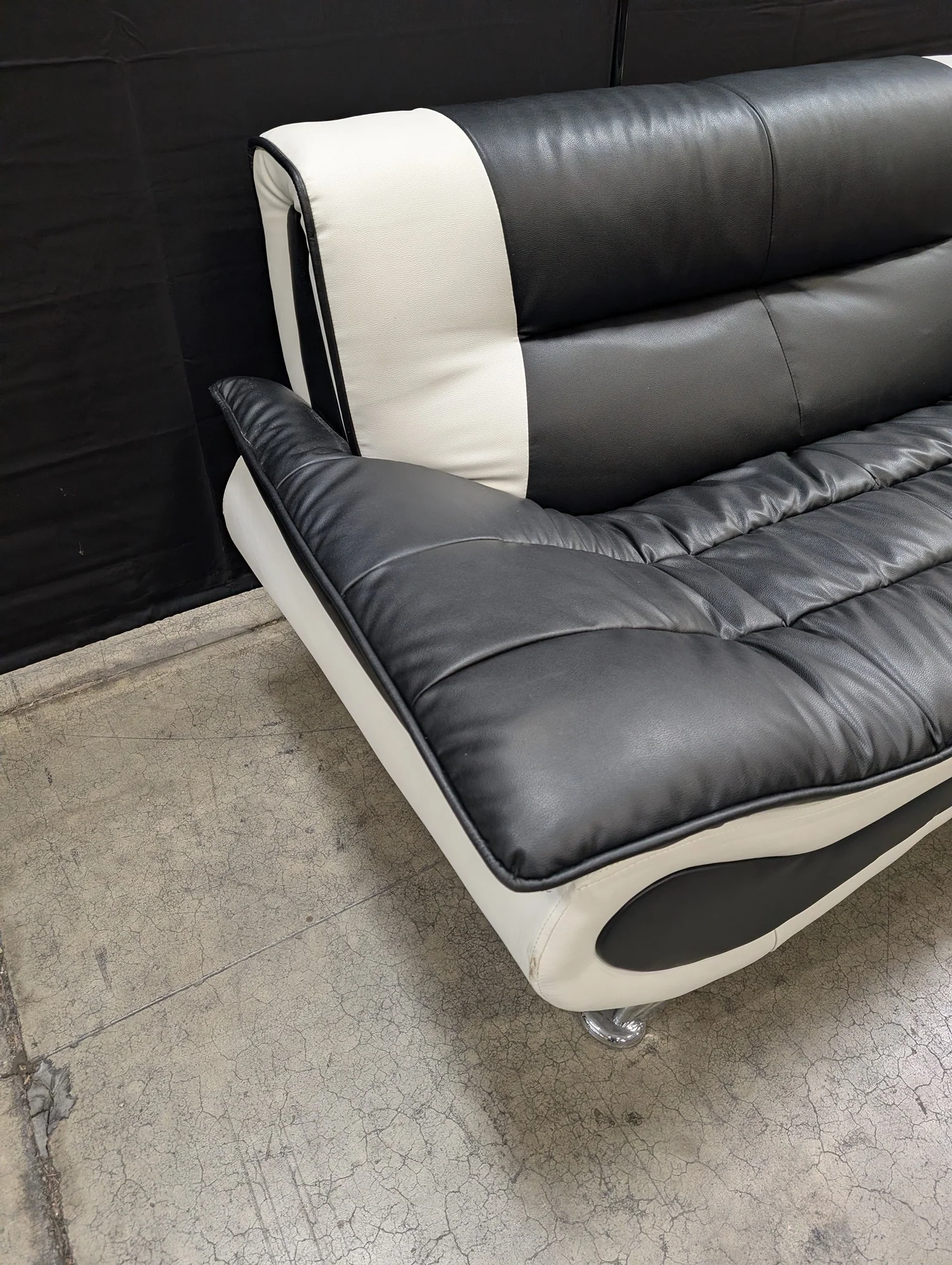 Contemporary Two-Tone Black and White Loveseat Sofa - Image 3