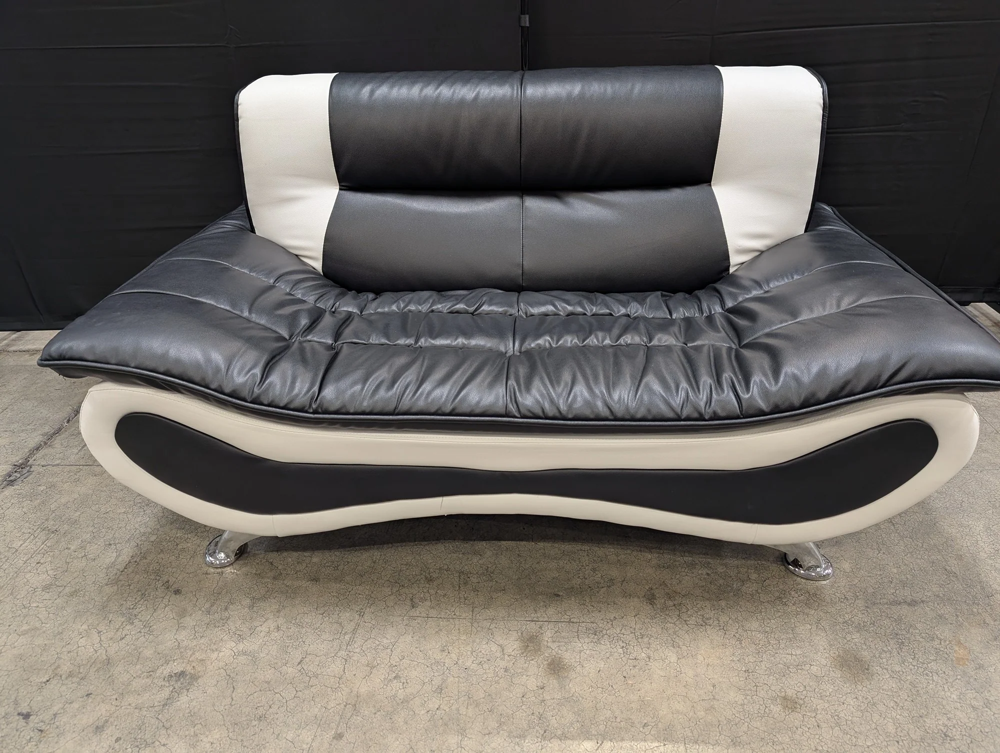 Contemporary Two-Tone Black and White Loveseat Sofa - Image 5