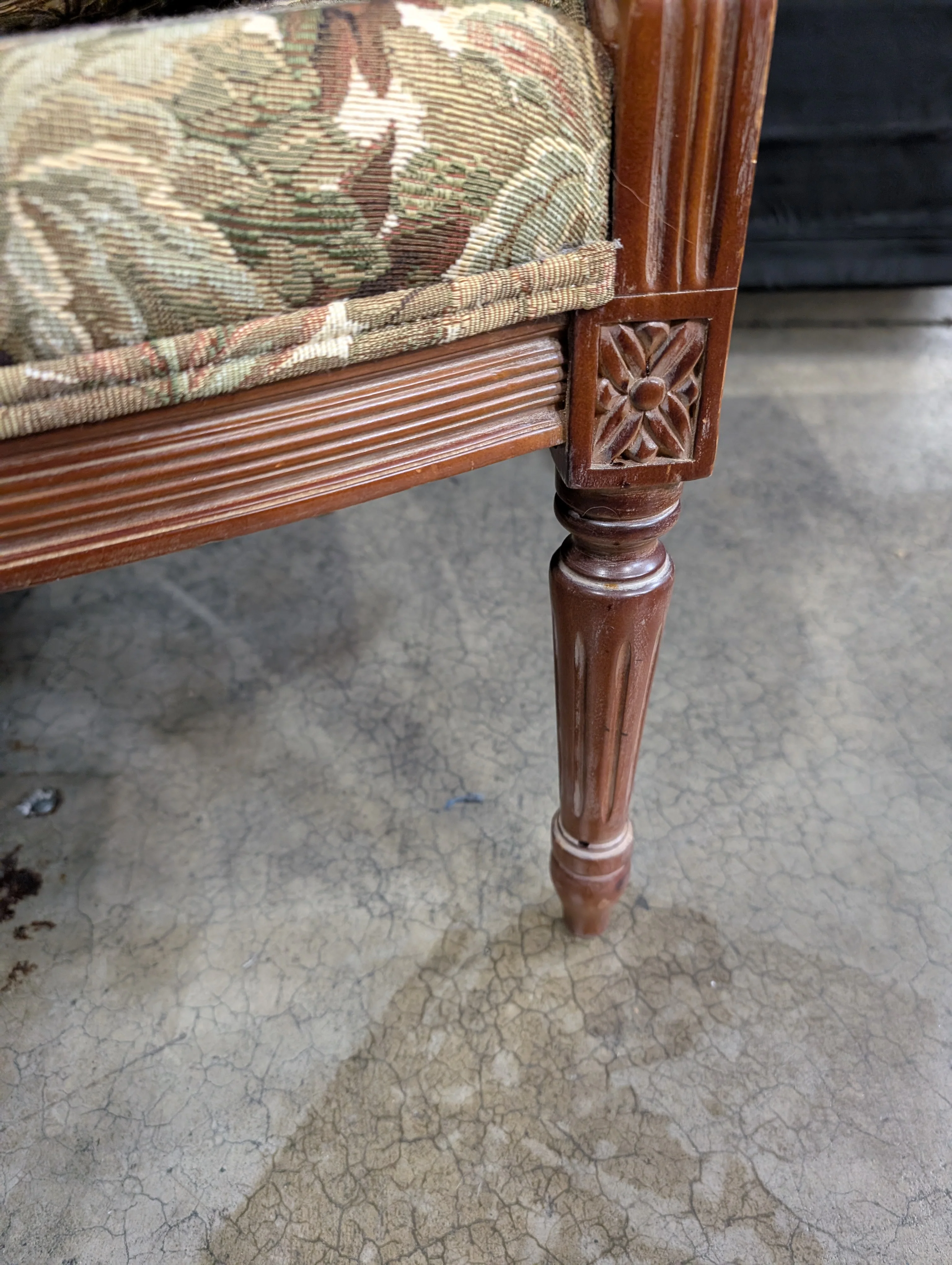 Traditional Floral Upholstered Accent Chair with Carved Wood Frame - Image 5