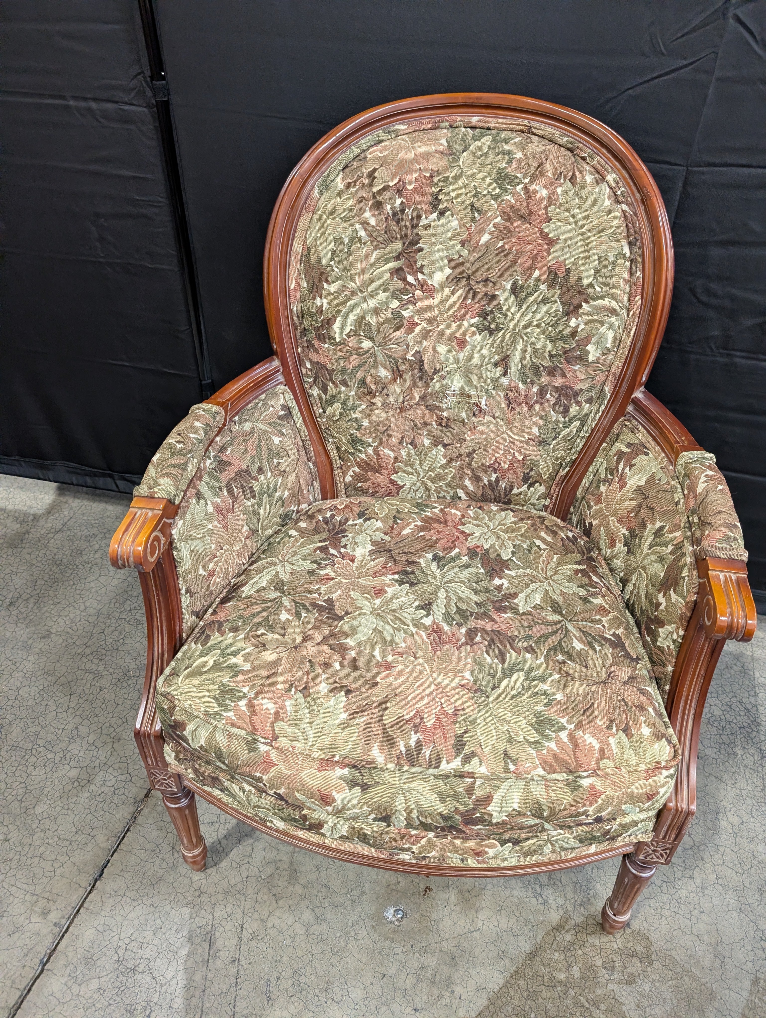 Traditional Floral Upholstered Accent Chair with Carved Wood Frame - Image 7