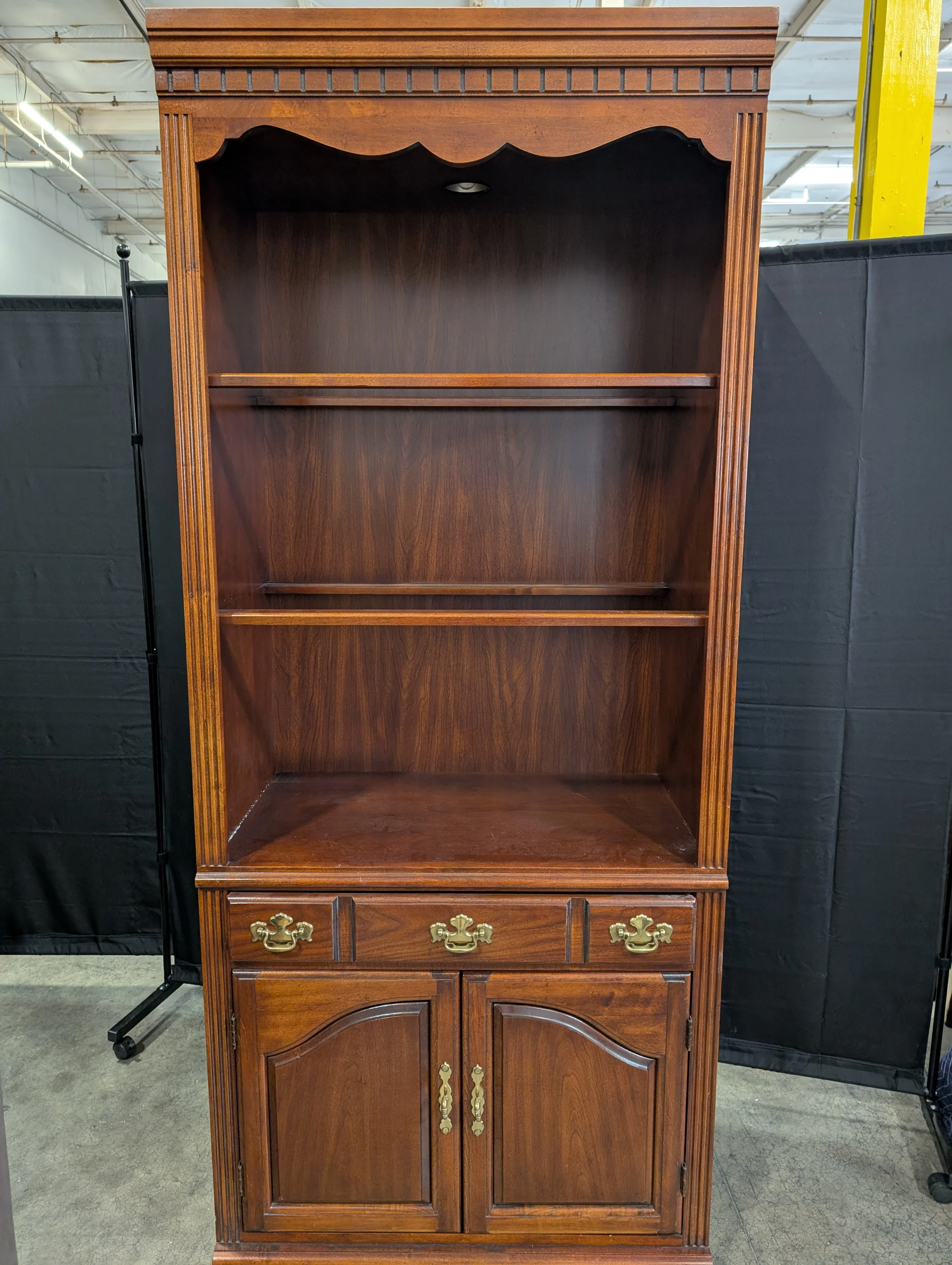 Traditional Cherry Finish Wood Bookcase with Storage Cabinet