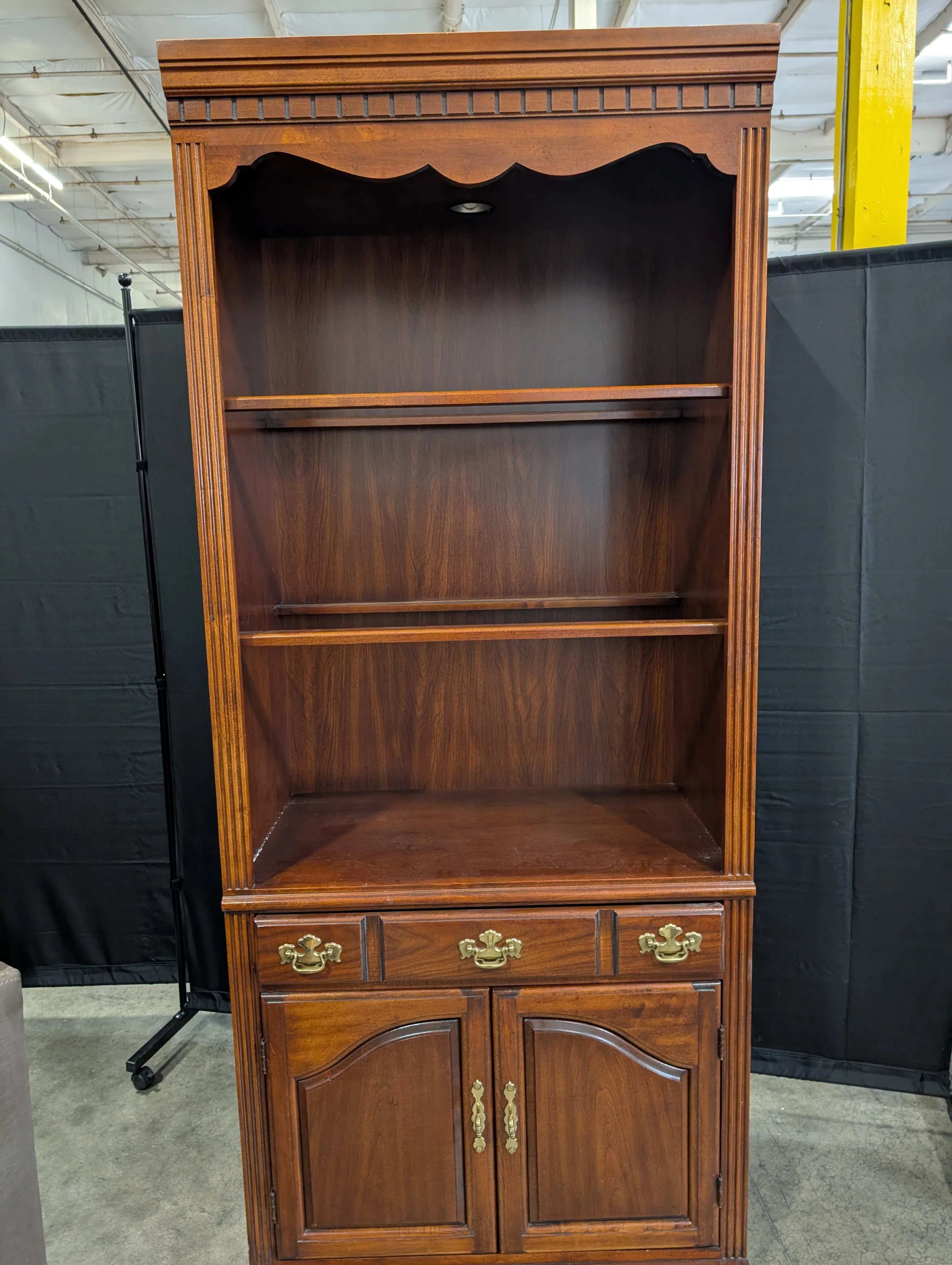 Traditional Cherry Finish Wood Bookcase with Storage Cabinet - Image 2