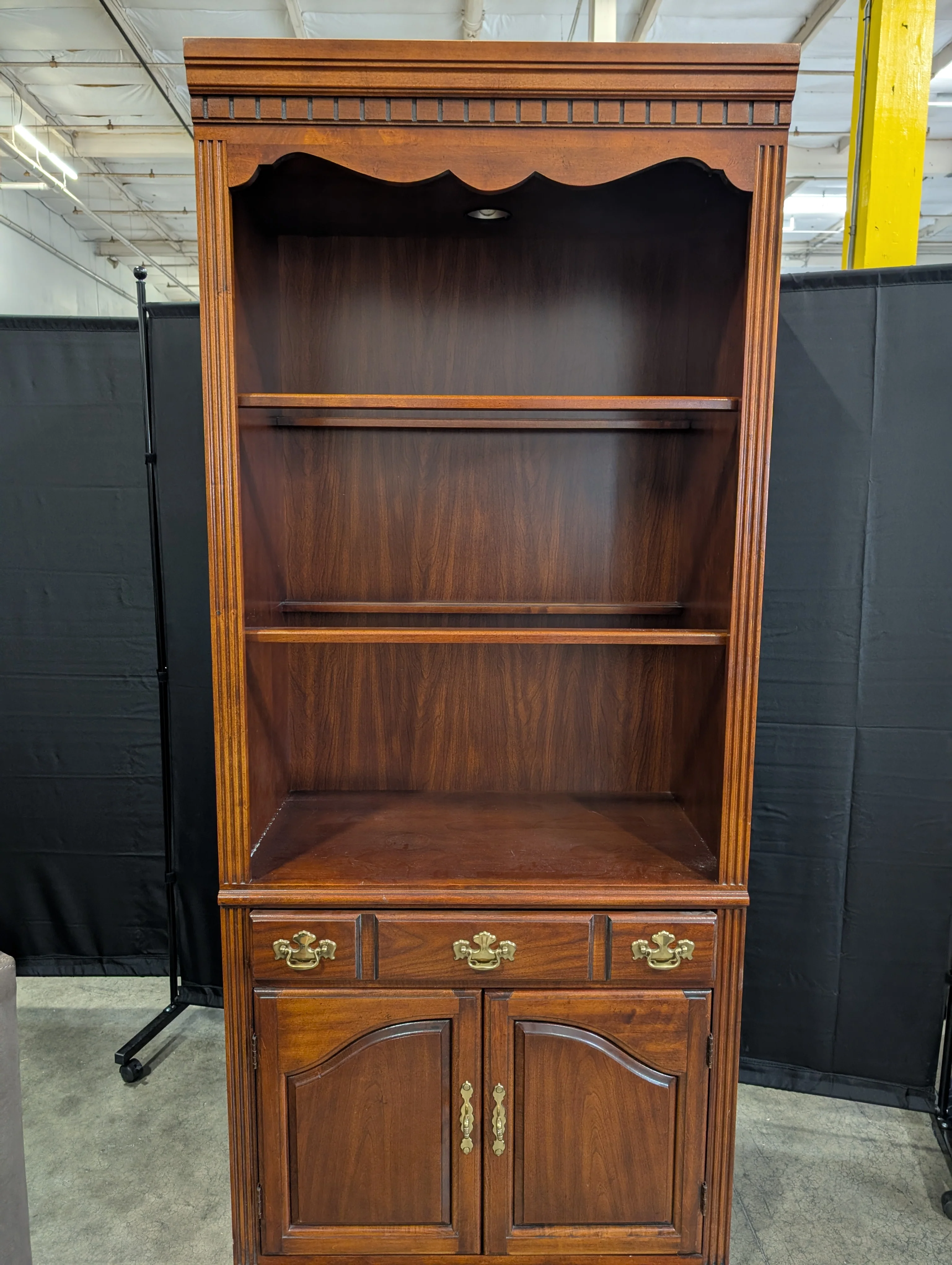 Traditional Cherry Finish Wood Bookcase with Storage Cabinet - Image 3
