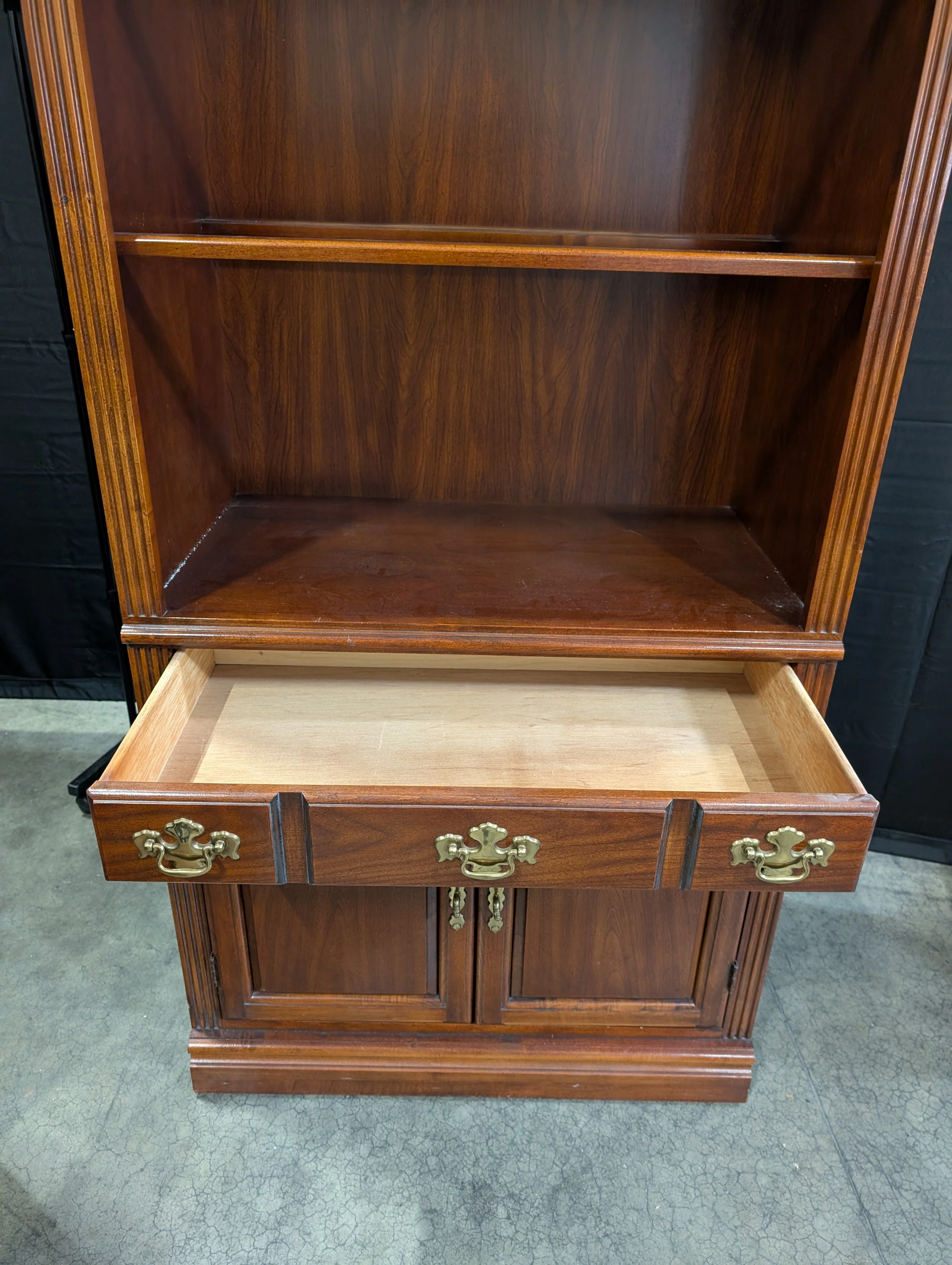 Traditional Cherry Finish Wood Bookcase with Storage Cabinet - Image 4