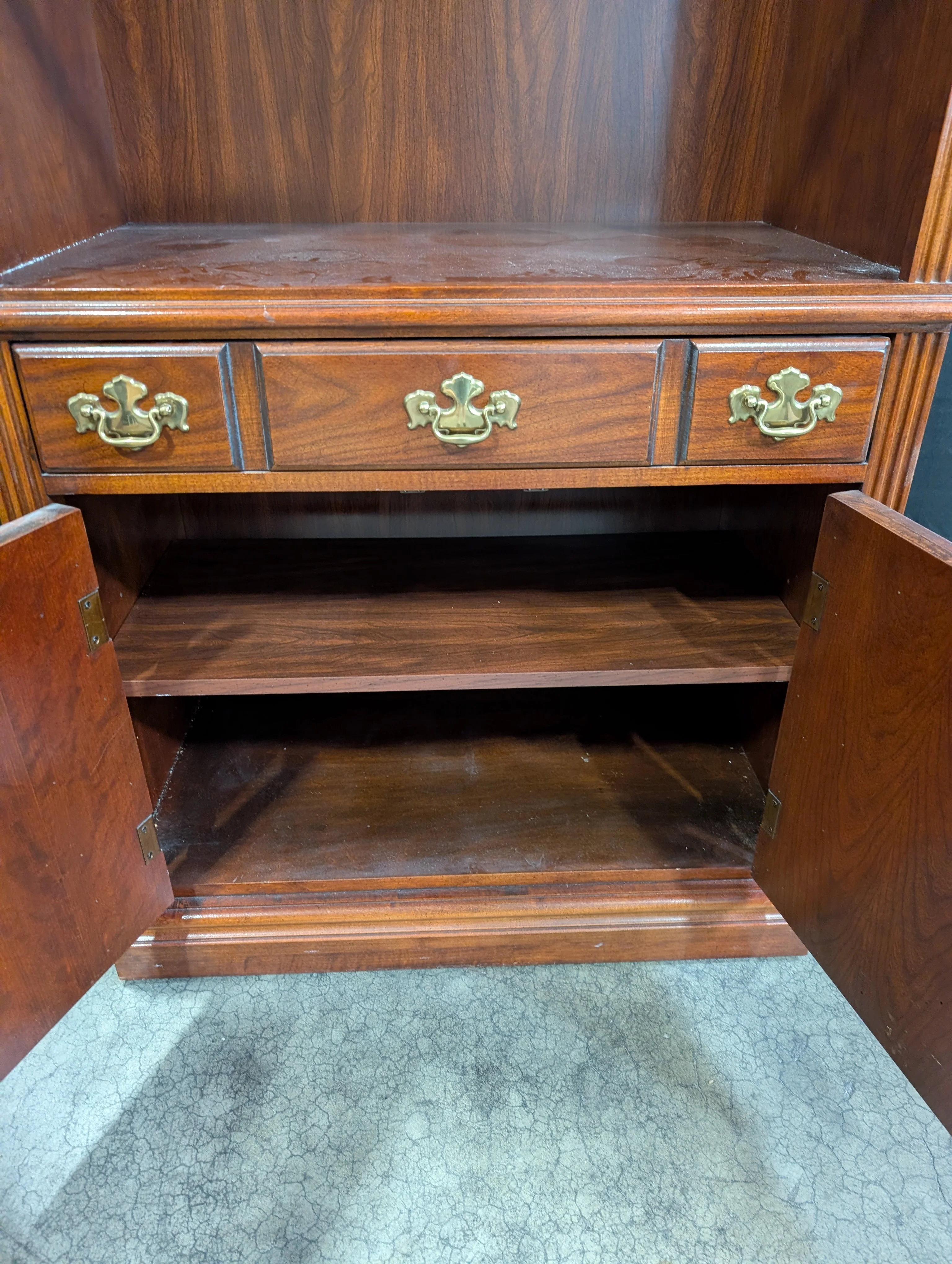 Traditional Cherry Finish Wood Bookcase with Storage Cabinet - Image 5