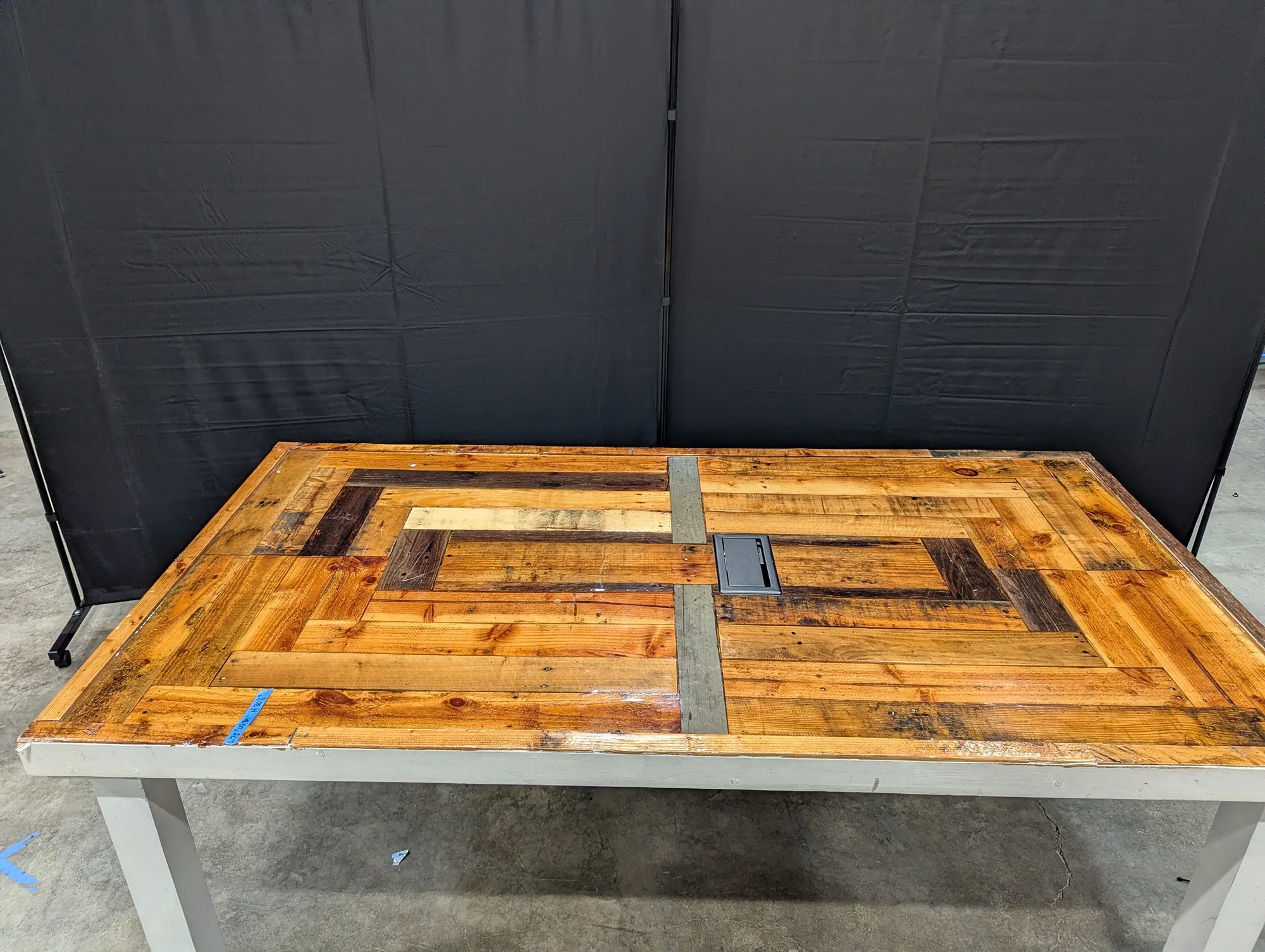 Rustic Reclaimed Wood Resin Top Conference Table with Extron Power Module - Image 2