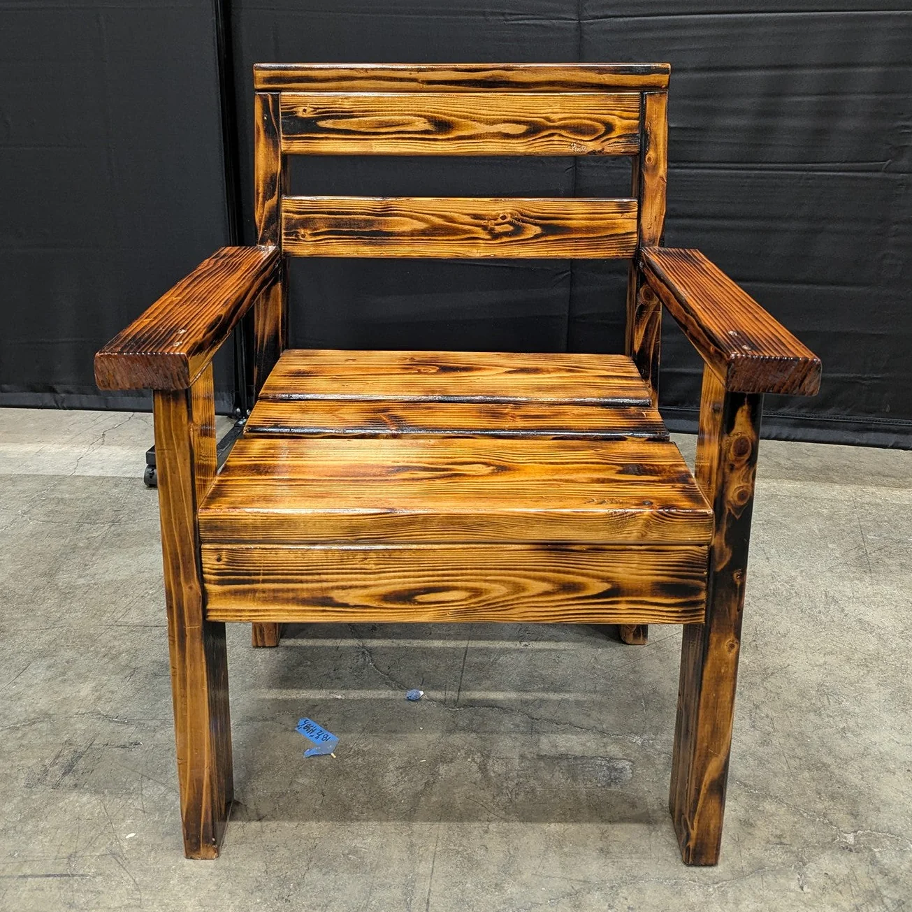 Rustic Torched Wood Outdoor Armchair