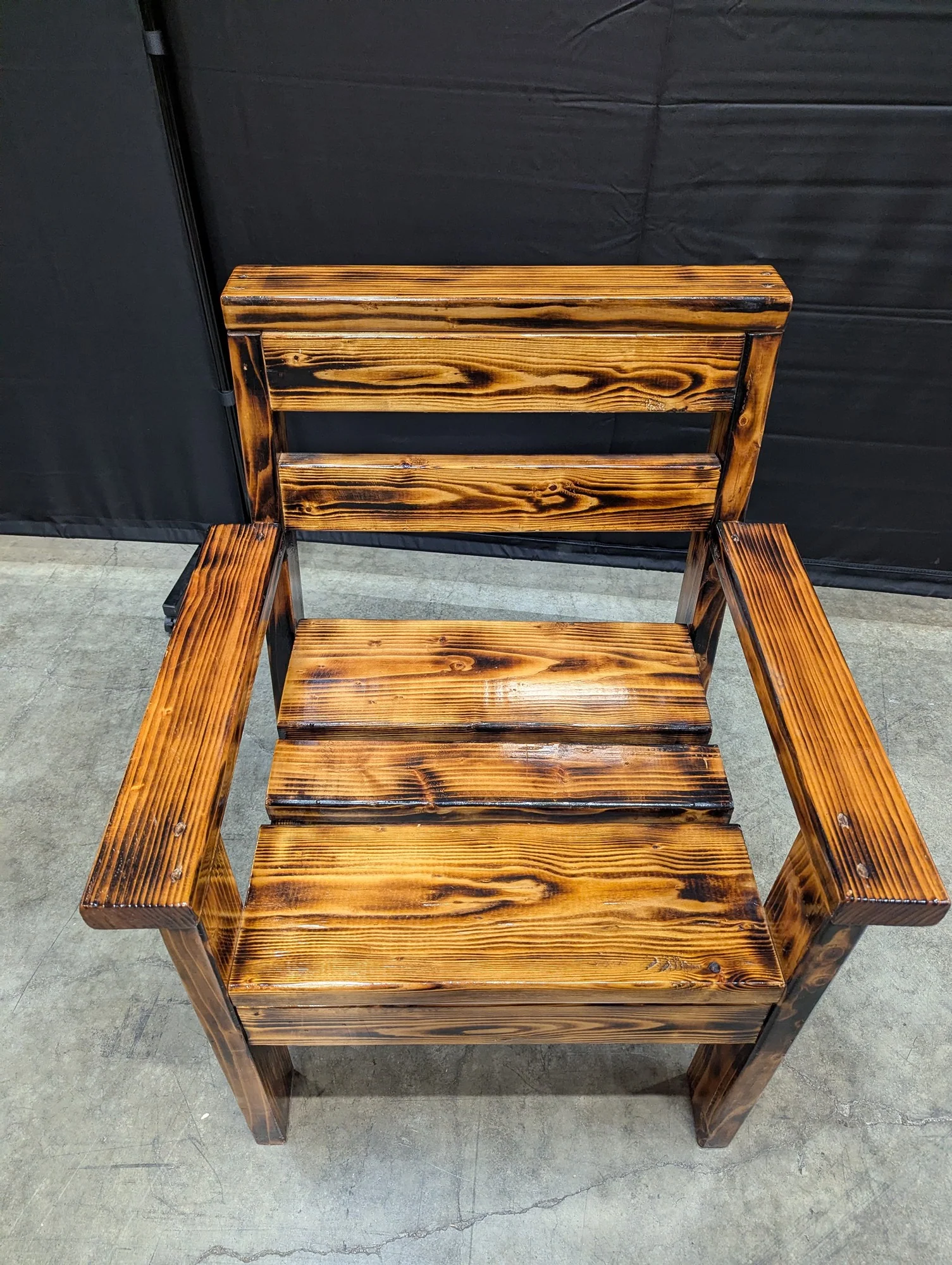 Rustic Torched Wood Outdoor Armchair - Image 2