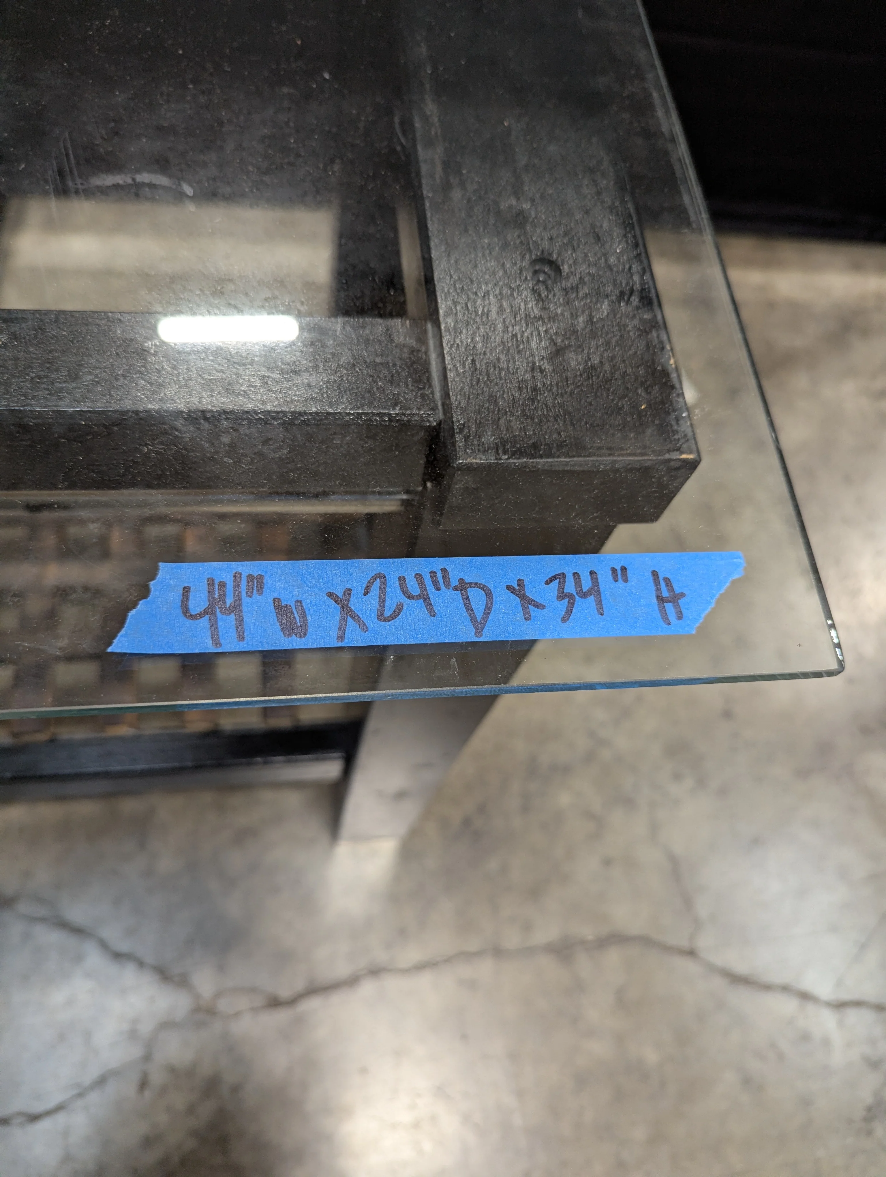 Modern Industrial Glass Top Kitchen Island Prep Table with Metal Rack - Image 2