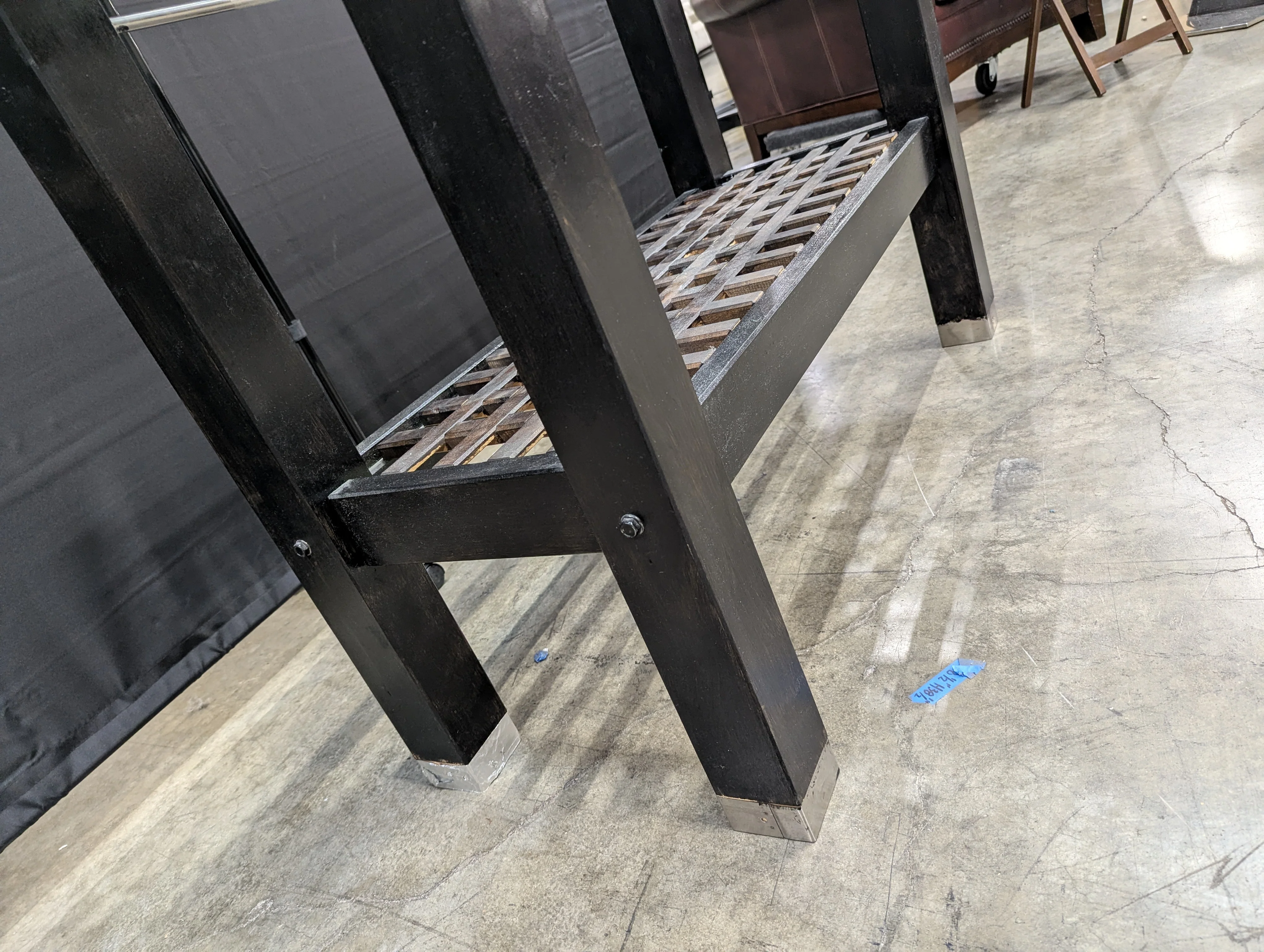 Modern Industrial Glass Top Kitchen Island Prep Table with Metal Rack - Image 3