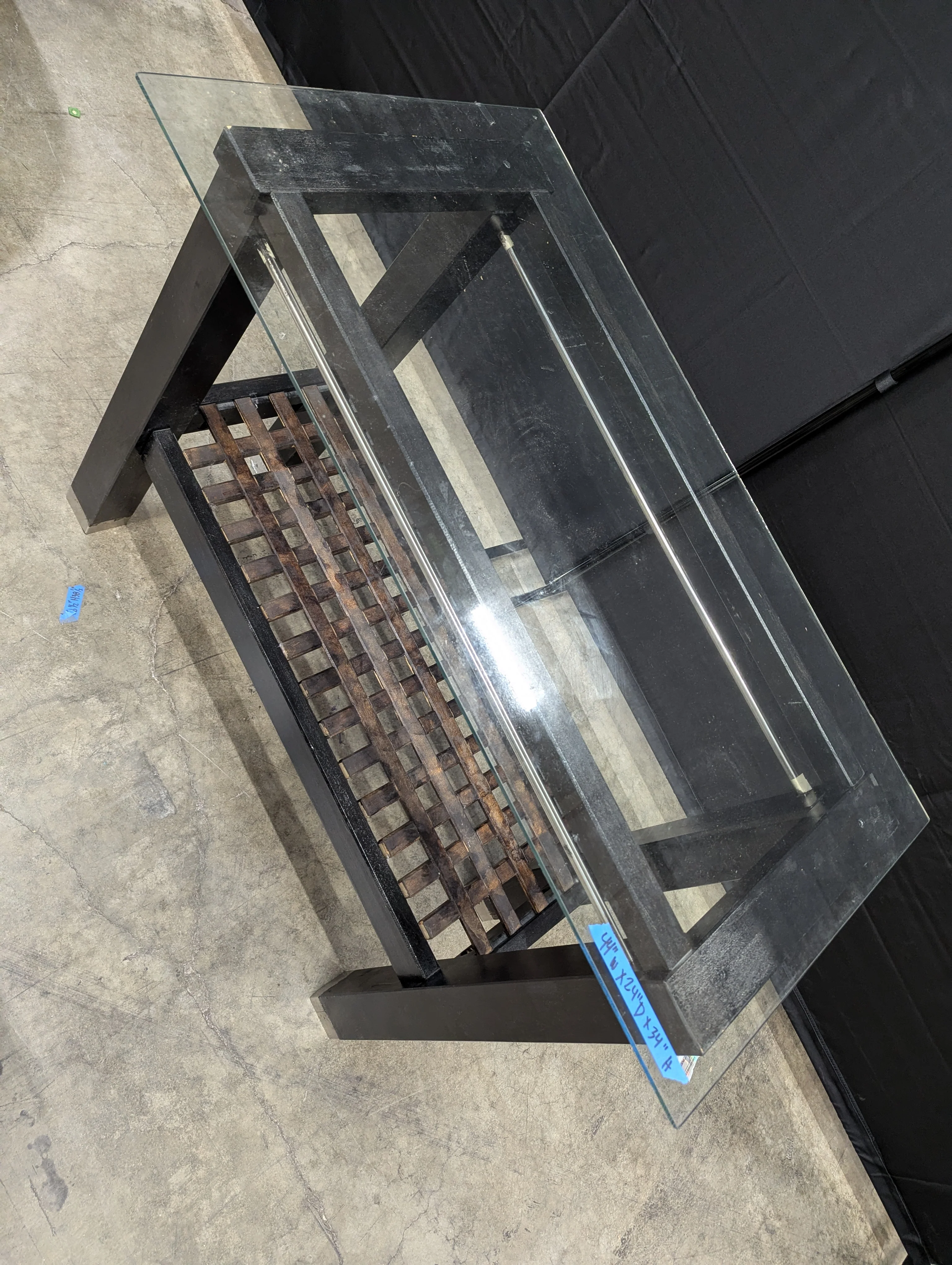 Modern Industrial Glass Top Kitchen Island Prep Table with Metal Rack - Image 4