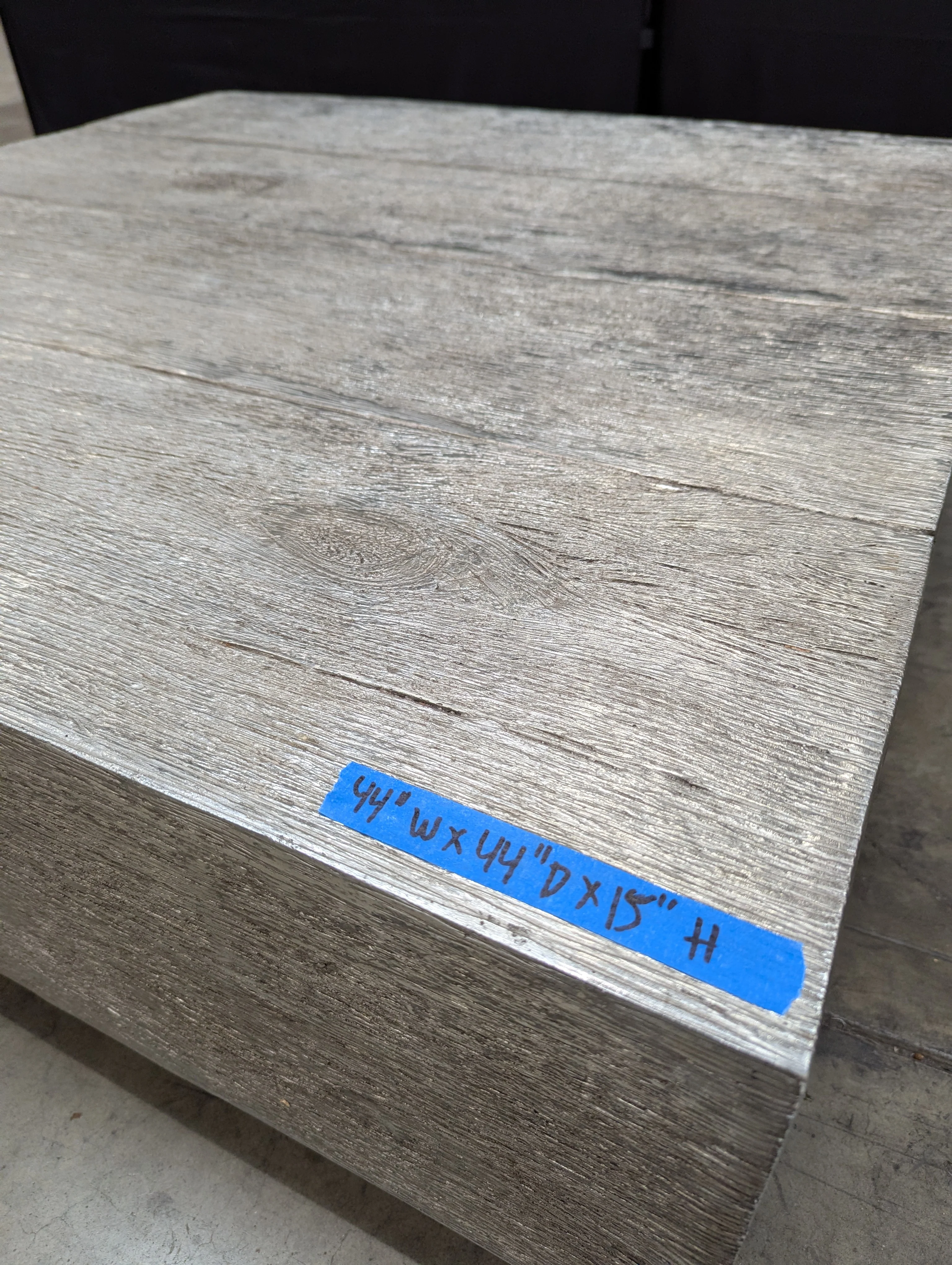Modern Grey Wood Grain Square Coffee Table - Image 3