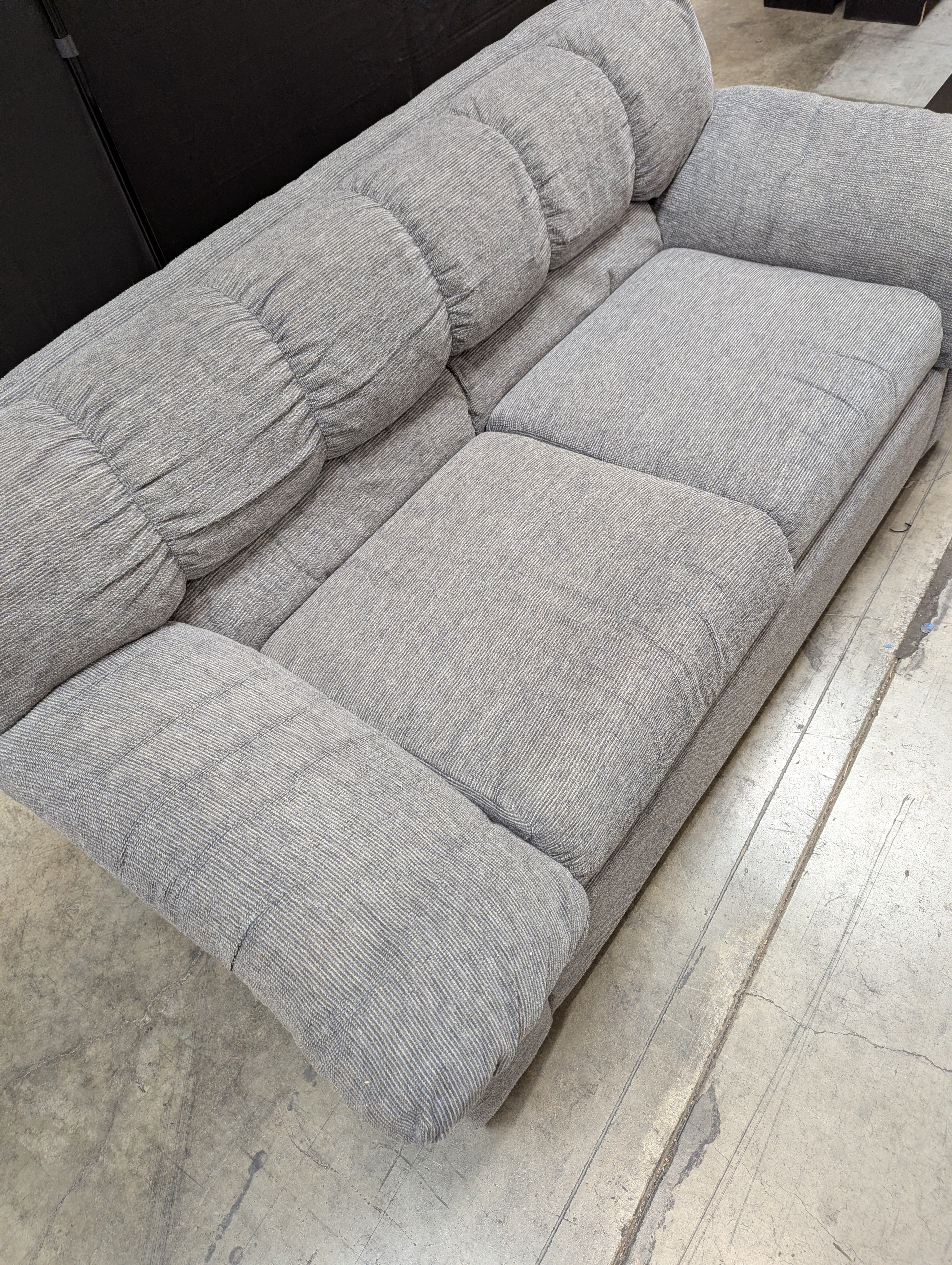 Textured Grey Fabric Two-Seater Sofa with Rolled Arms - Image 3