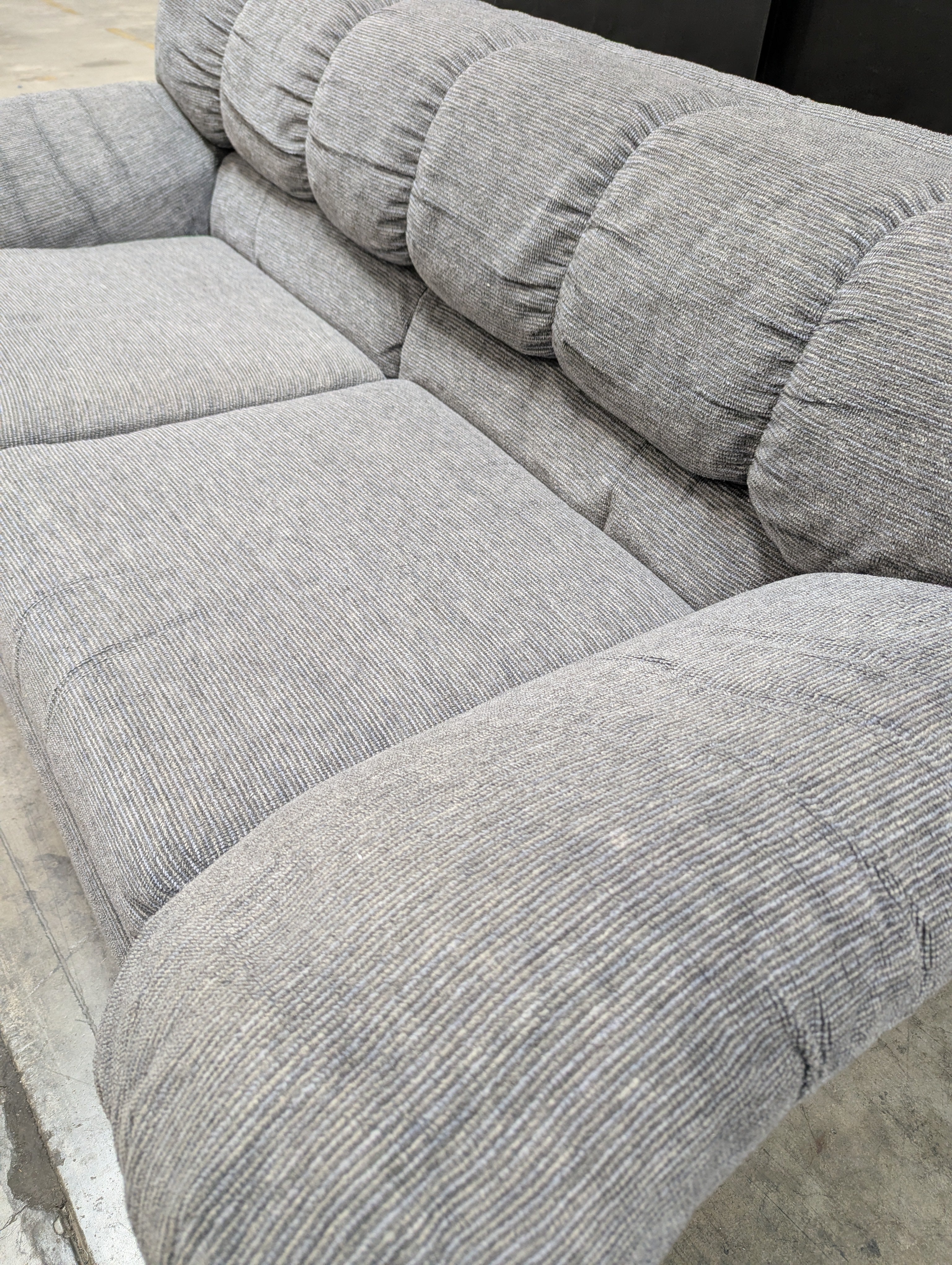 Textured Grey Fabric Two-Seater Sofa with Rolled Arms - Image 4