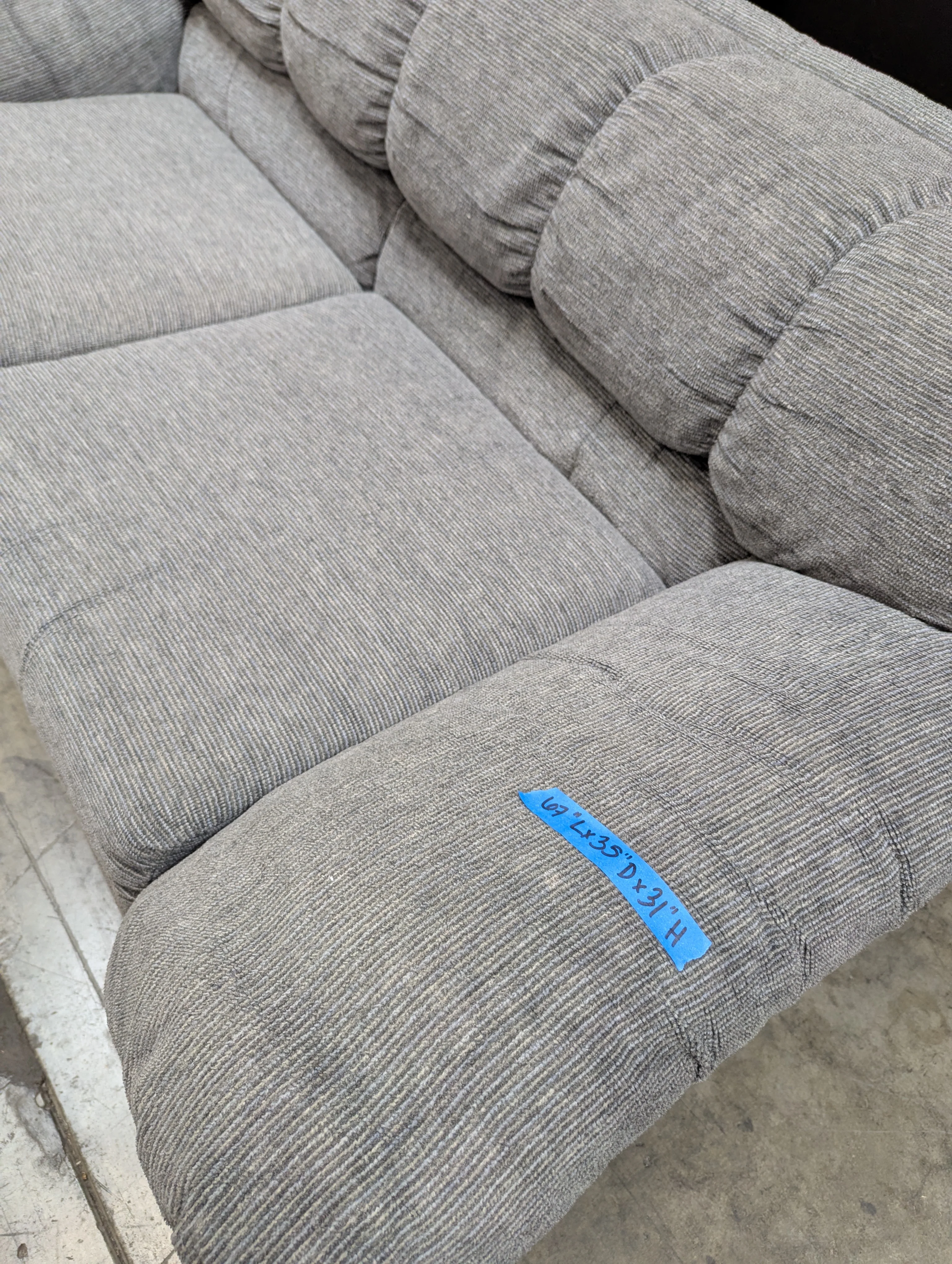 Textured Grey Fabric Two-Seater Sofa with Rolled Arms - Image 6