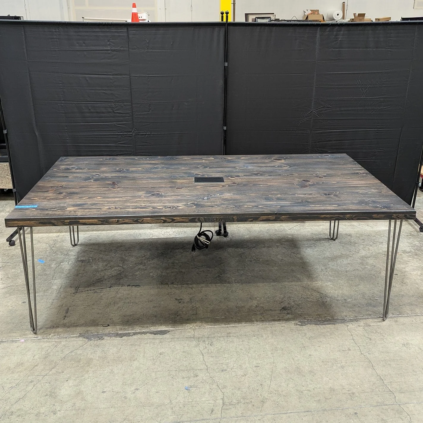 Industrial Style Dark Wood Hairpin Leg Table