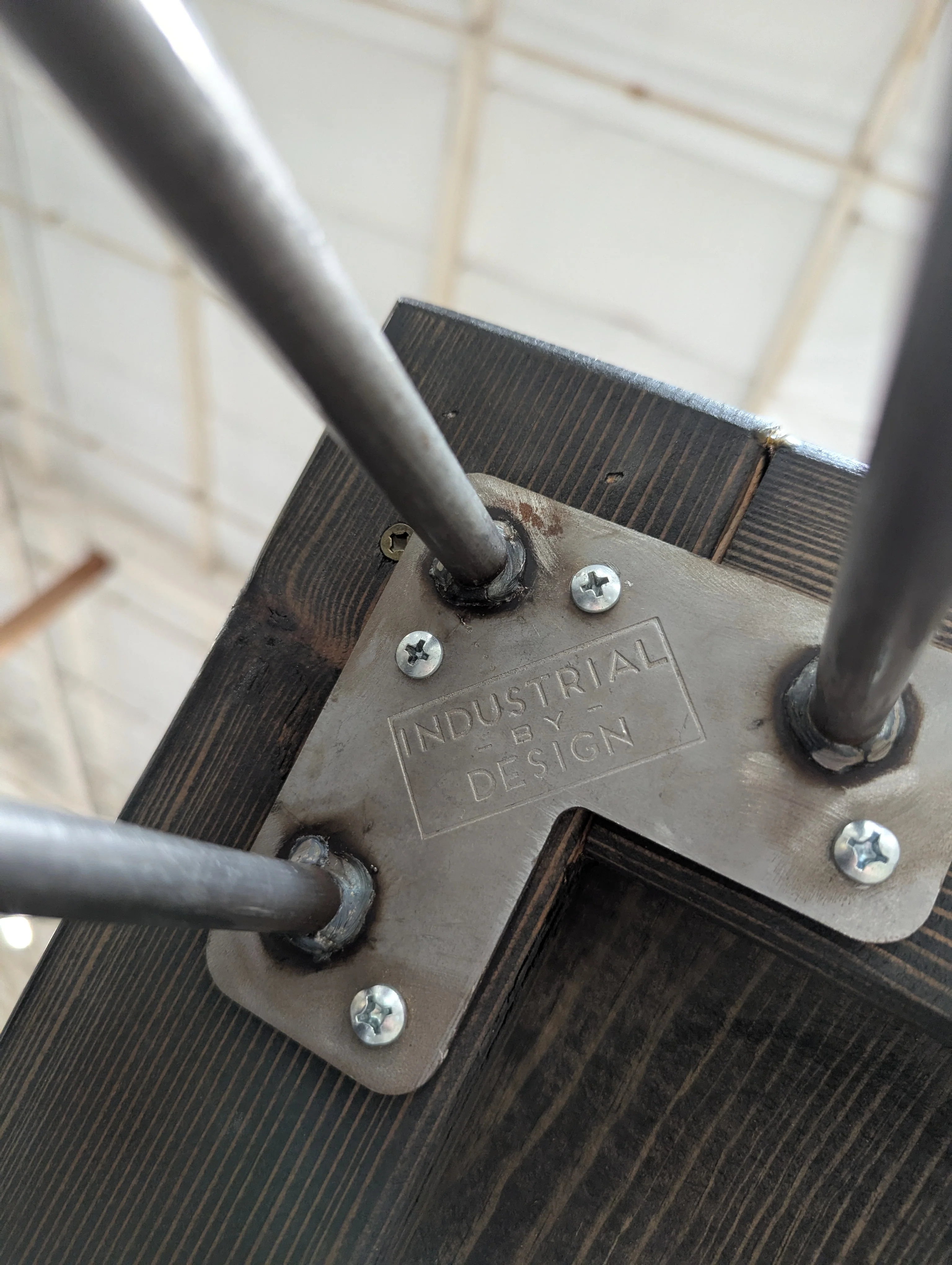 Industrial Style Dark Wood Hairpin Leg Table - Image 3