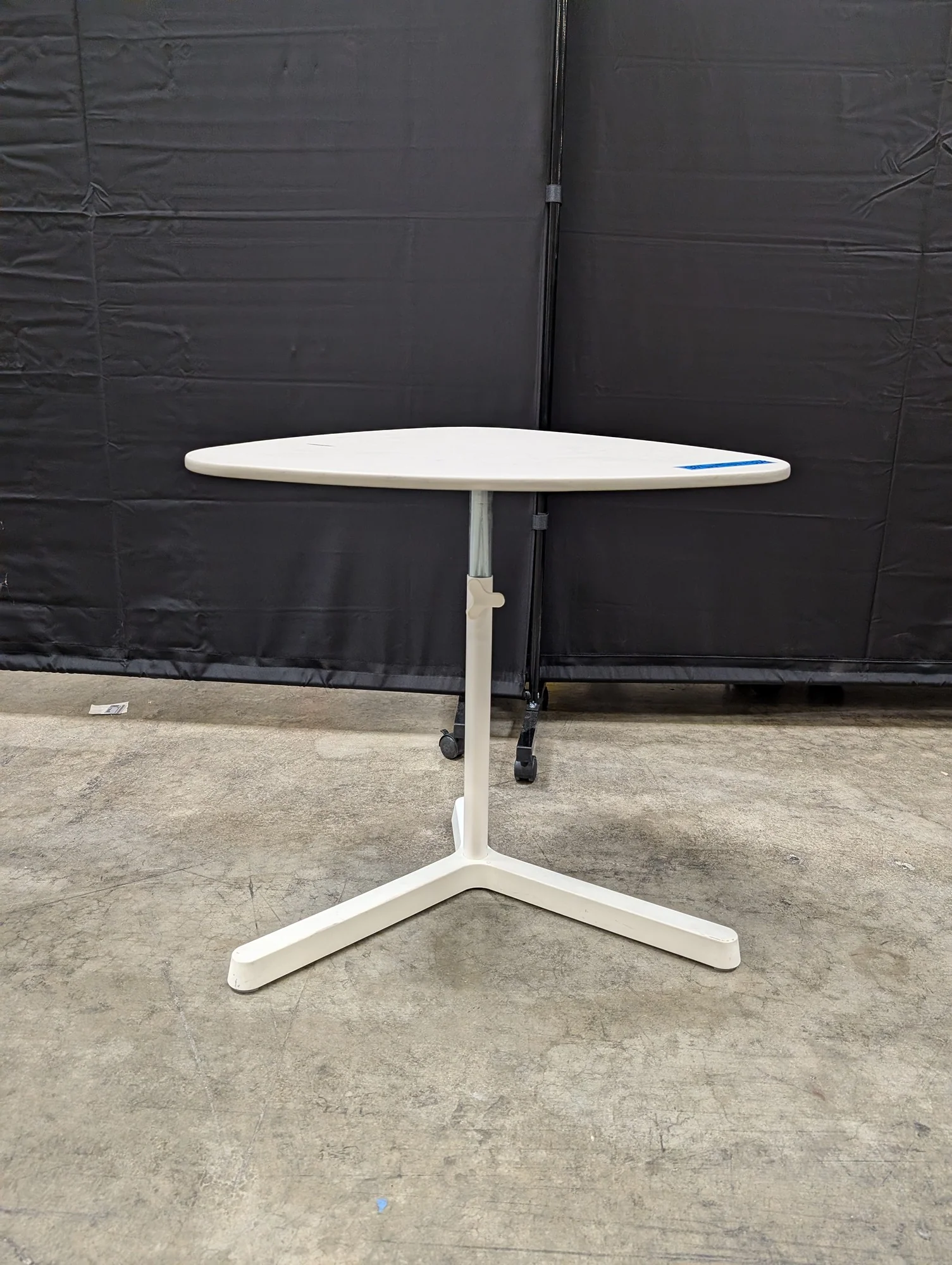 Modern White Oval Top Standing Table with Adjustable Height