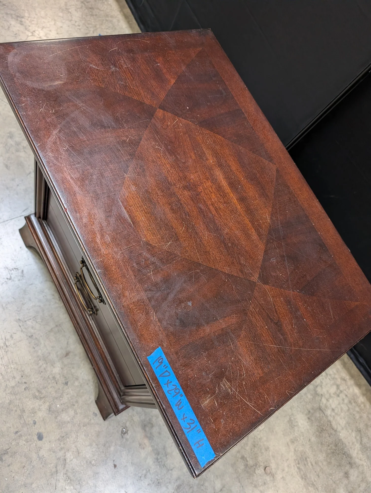 Classic Style Dark Wood Three-Drawer Nightstand - Image 2