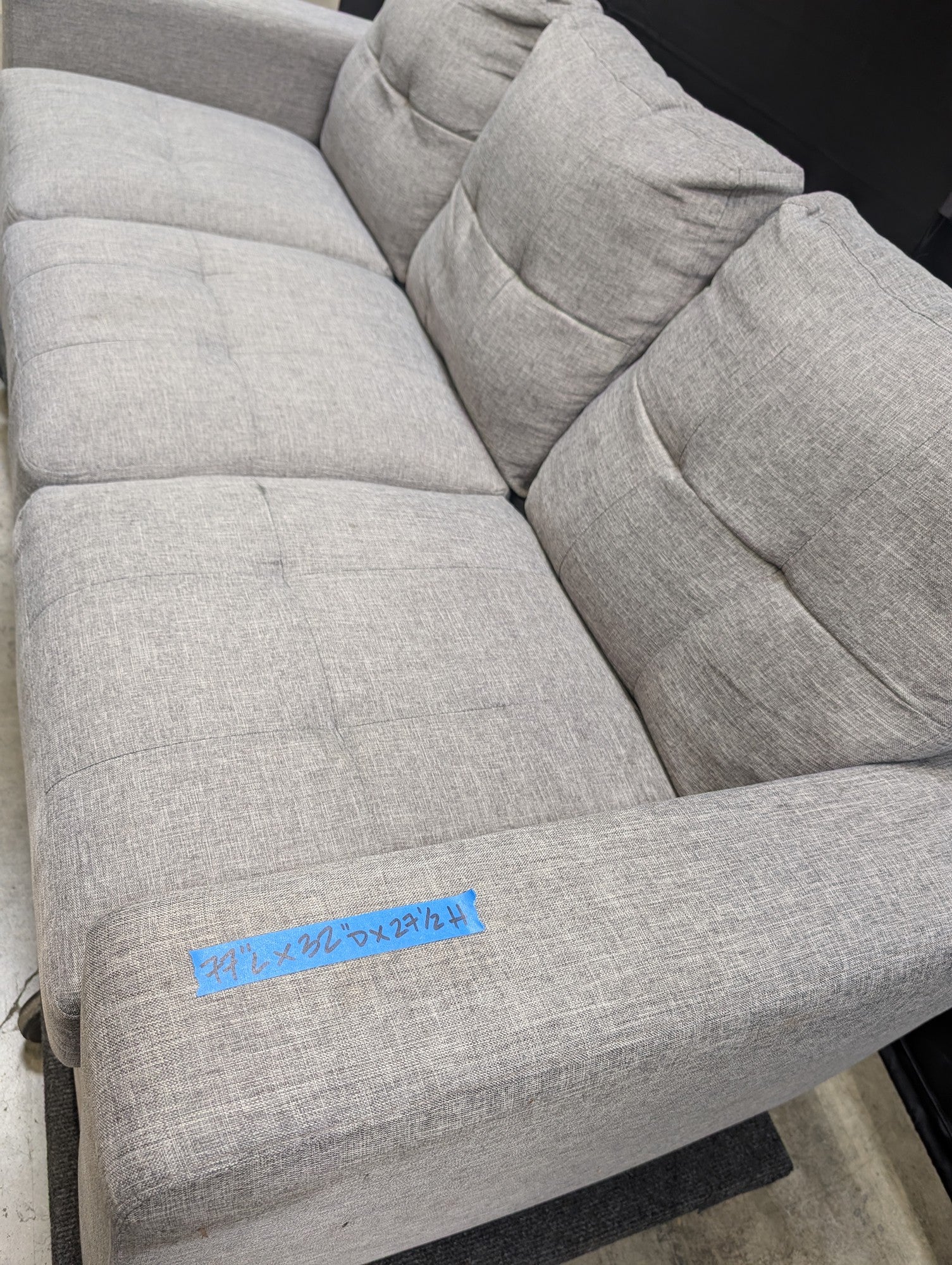 Contemporary Light Grey Fabric Three-Seater Sofa - Image 2