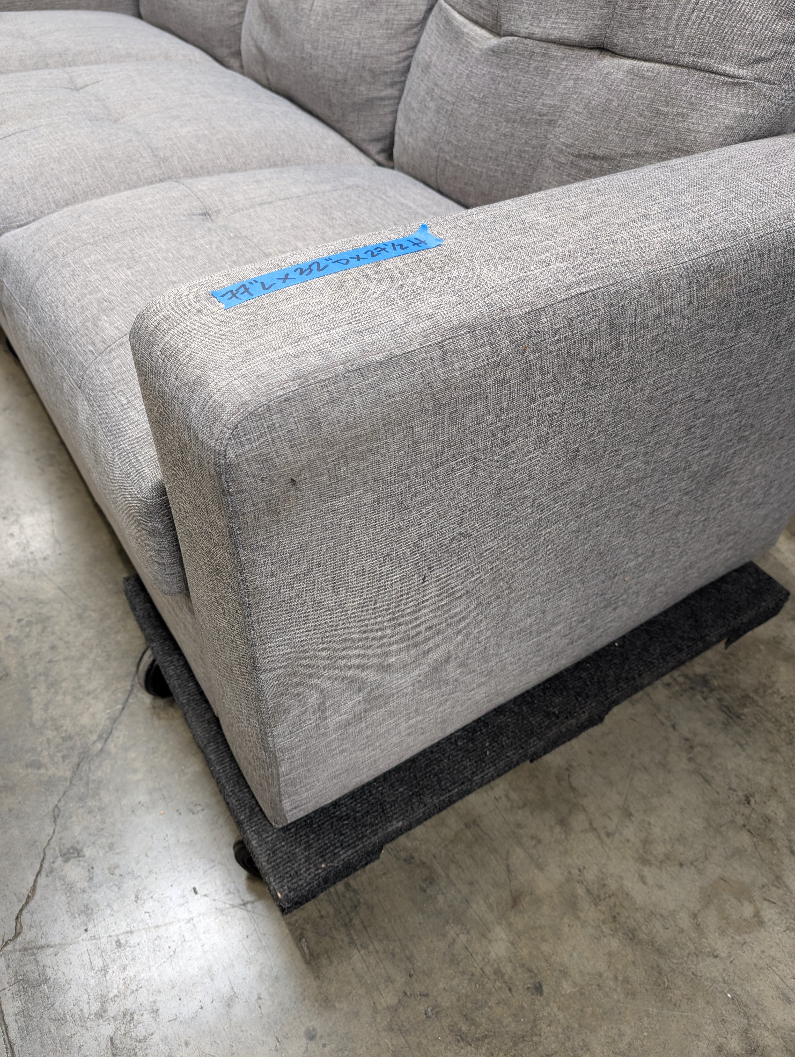 Contemporary Light Grey Fabric Three-Seater Sofa - Image 3