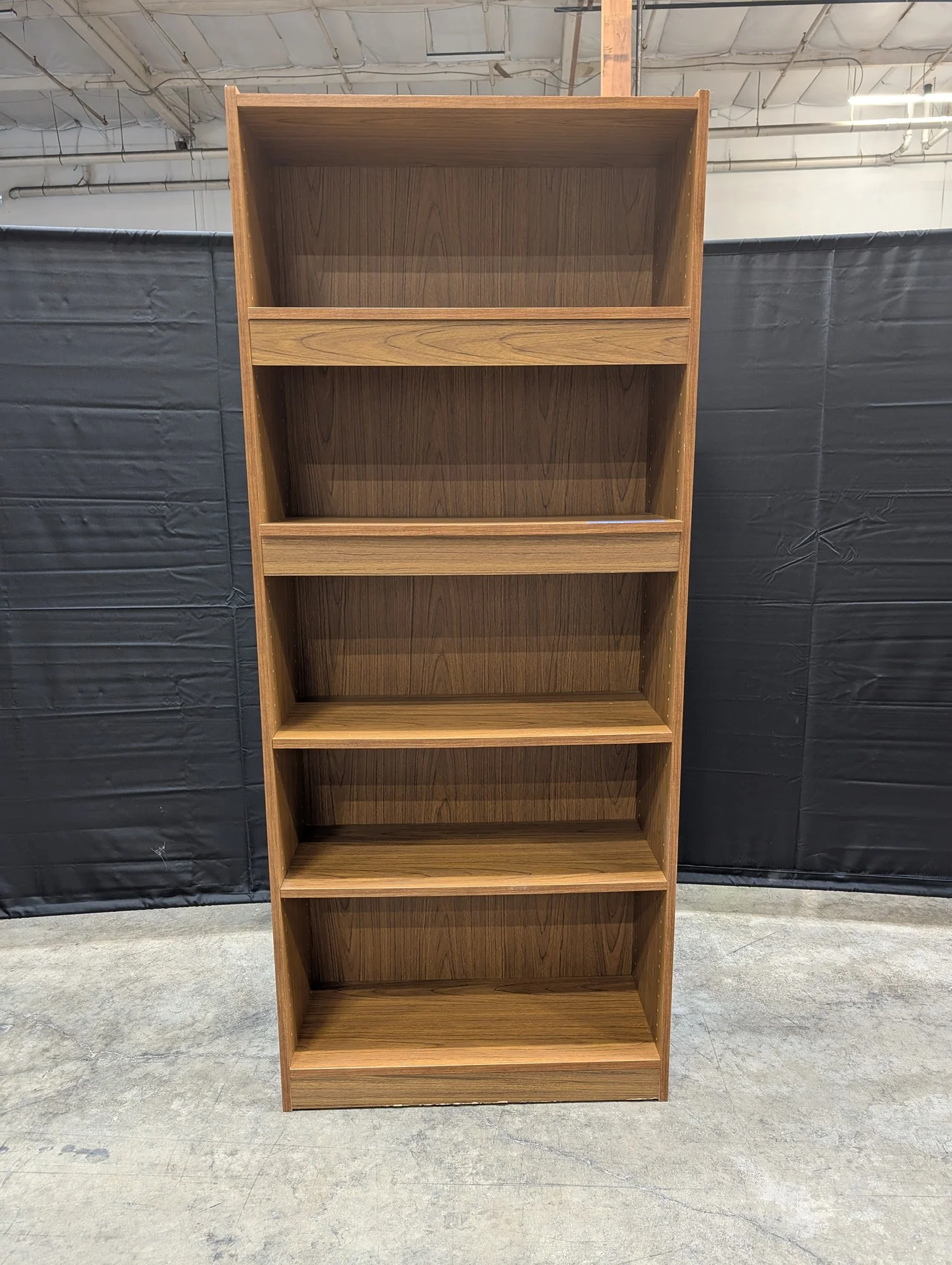 Tall Brown Wood Grain Six-Shelf Bookcase Storage Unit