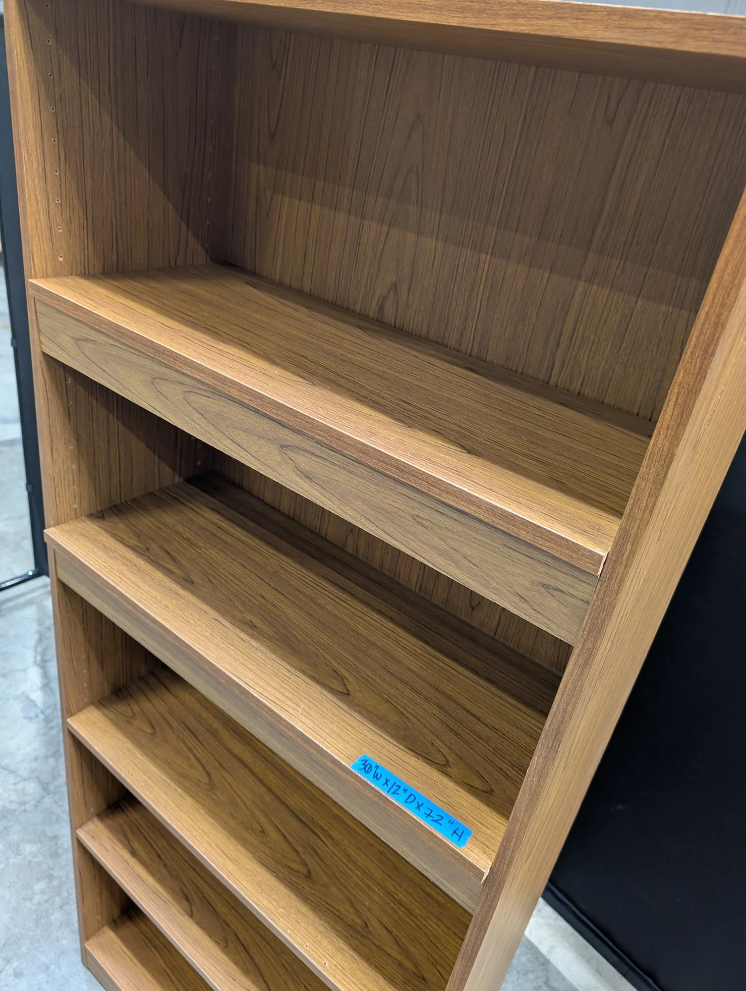 Tall Brown Wood Grain Six-Shelf Bookcase Storage Unit - Image 2