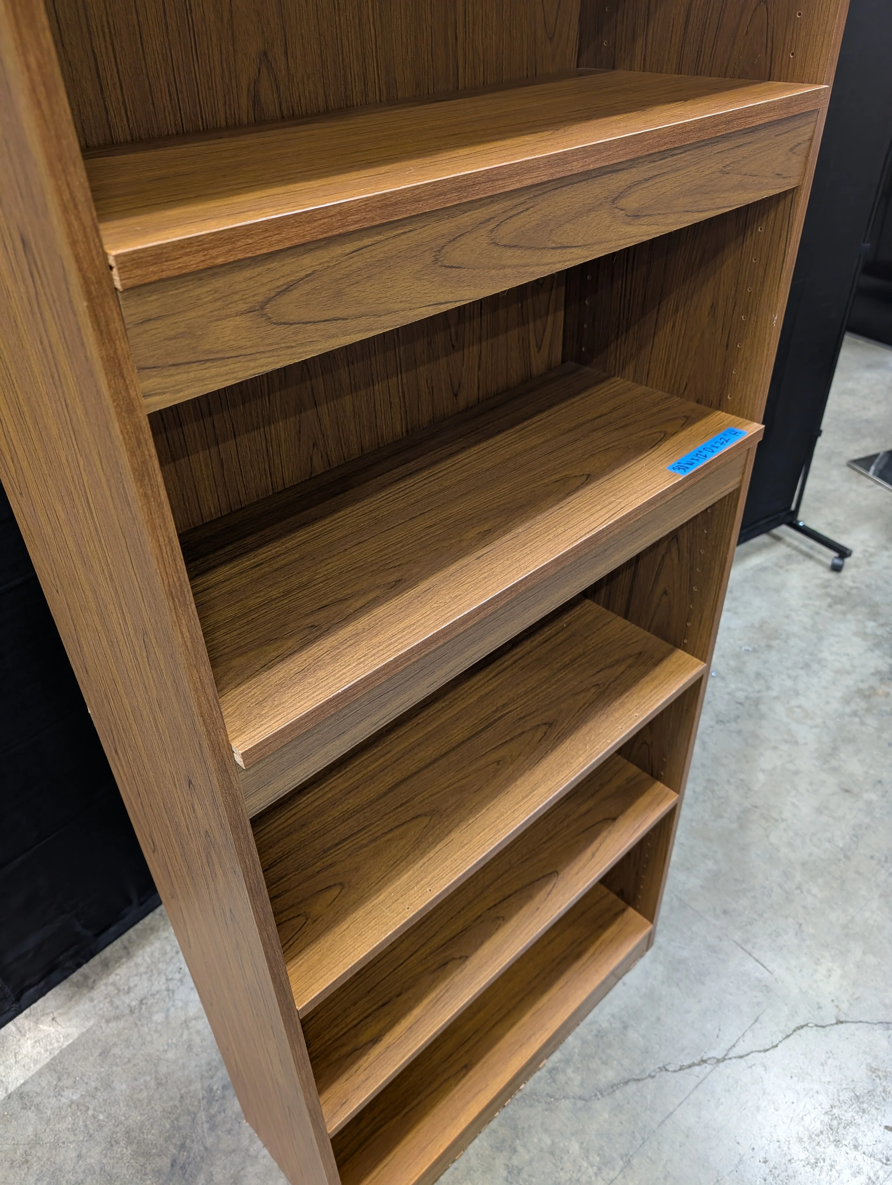 Tall Brown Wood Grain Six-Shelf Bookcase Storage Unit - Image 4
