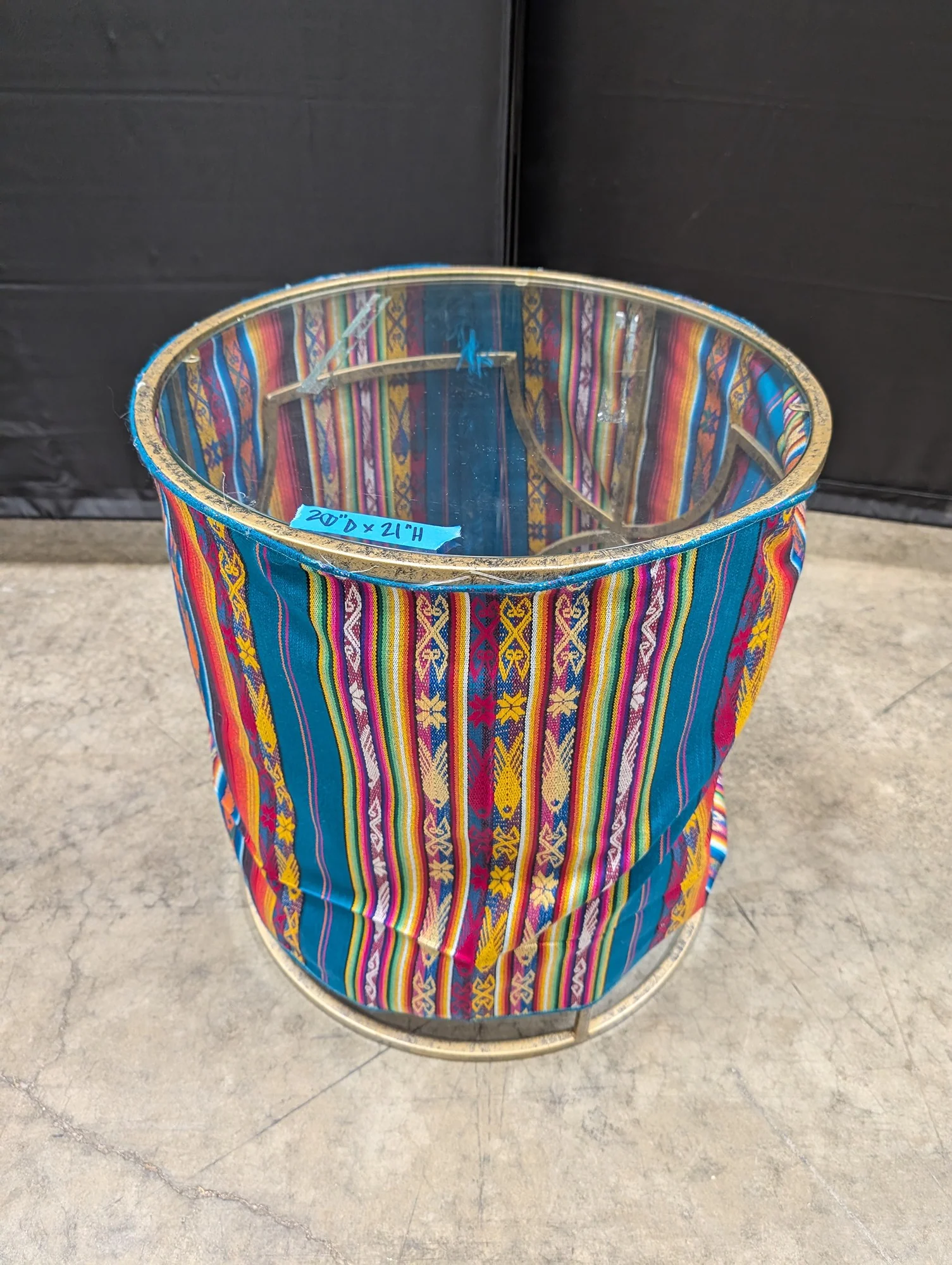 Vibrant Multi-Color Textile Glass Top Accent Table