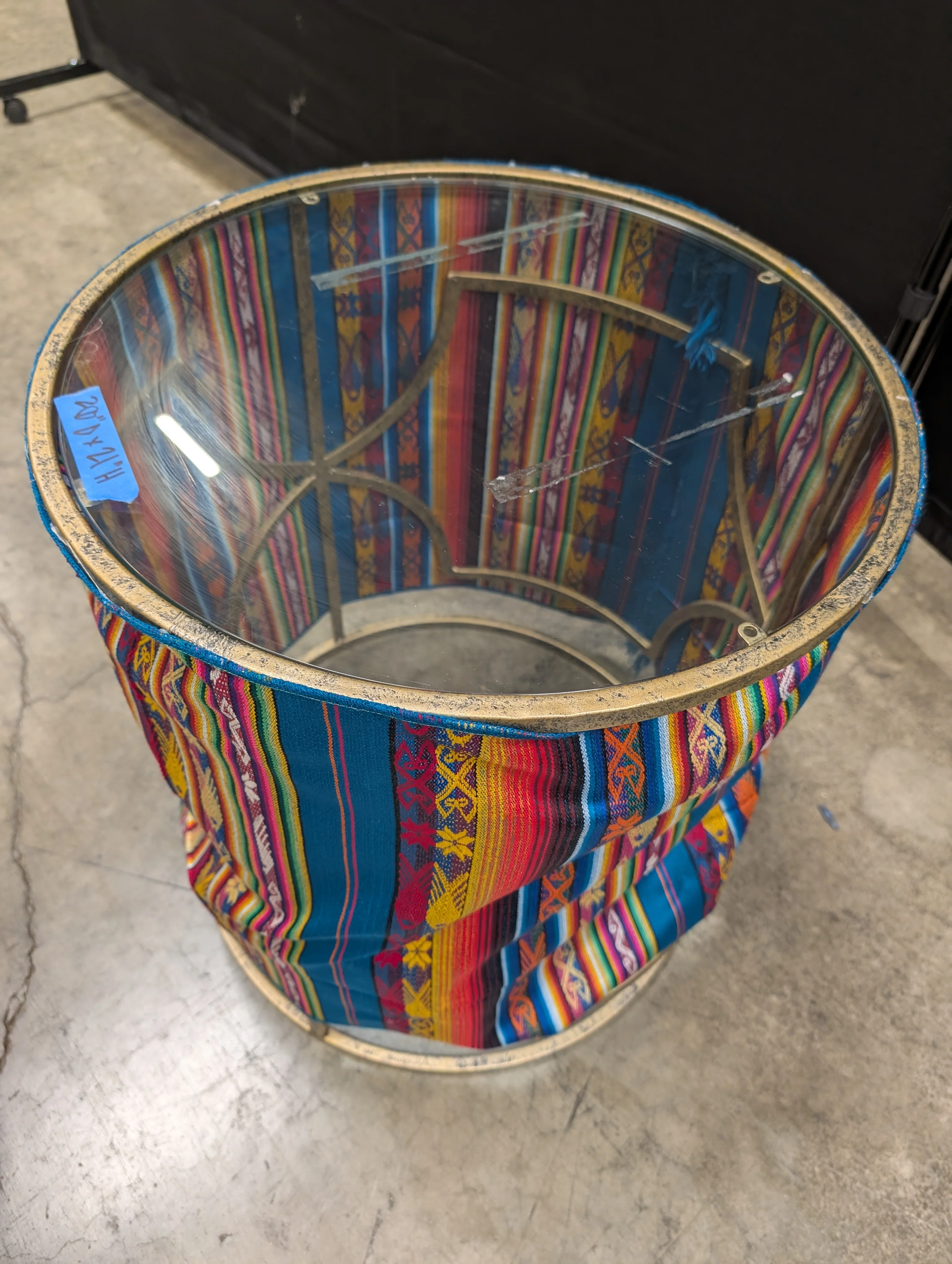 Vibrant Multi-Color Textile Glass Top Accent Table - Image 2