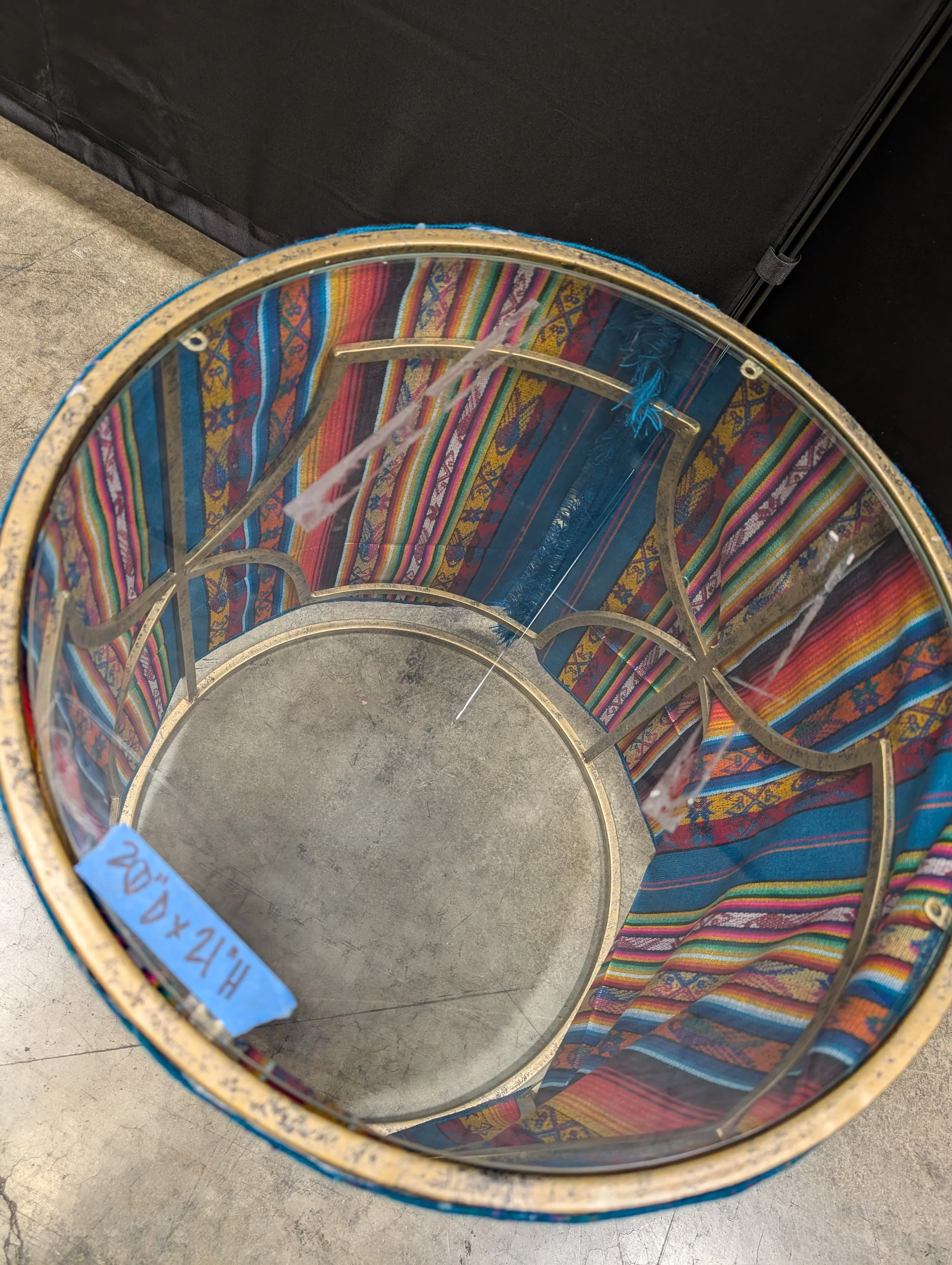 Vibrant Multi-Color Textile Glass Top Accent Table - Image 3