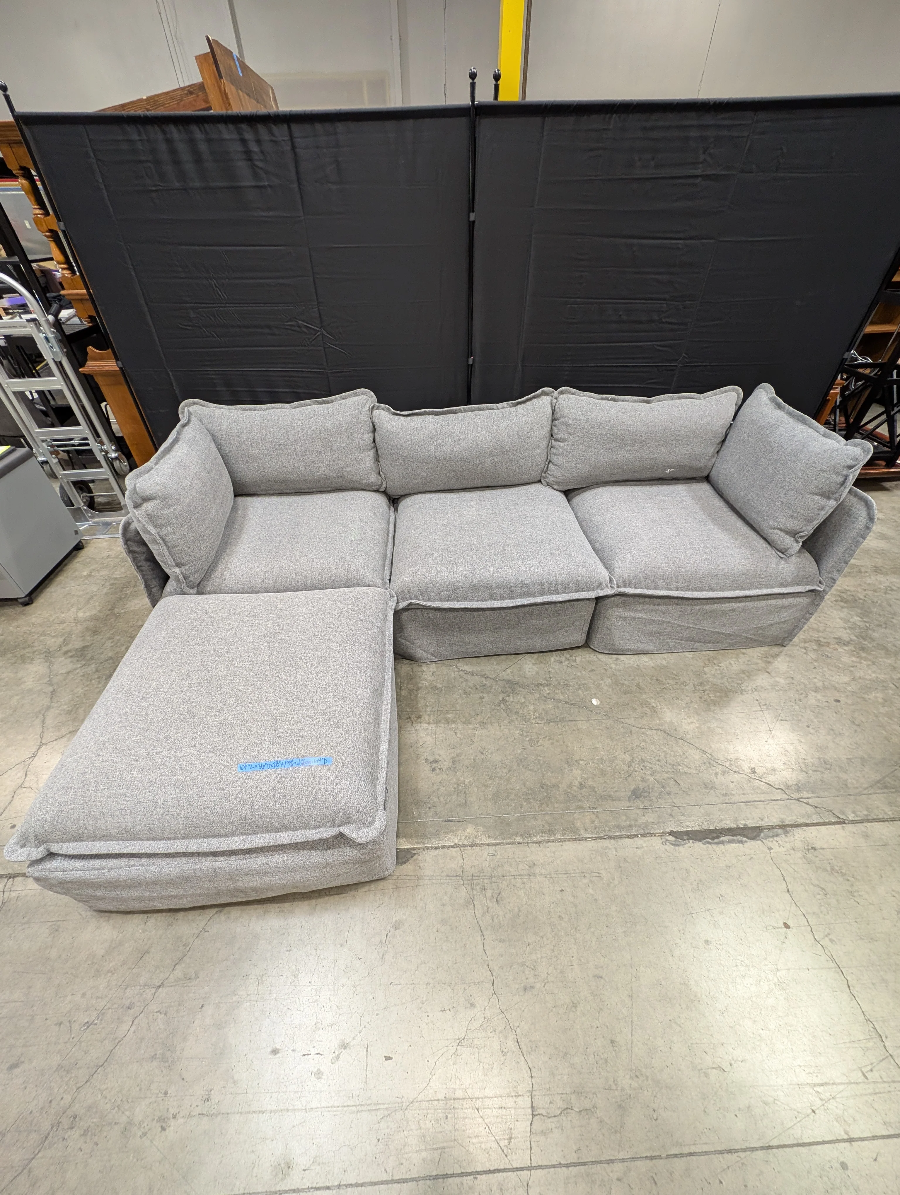 Plush Light Grey Modular Sofa and Ottoman Set - Image 4