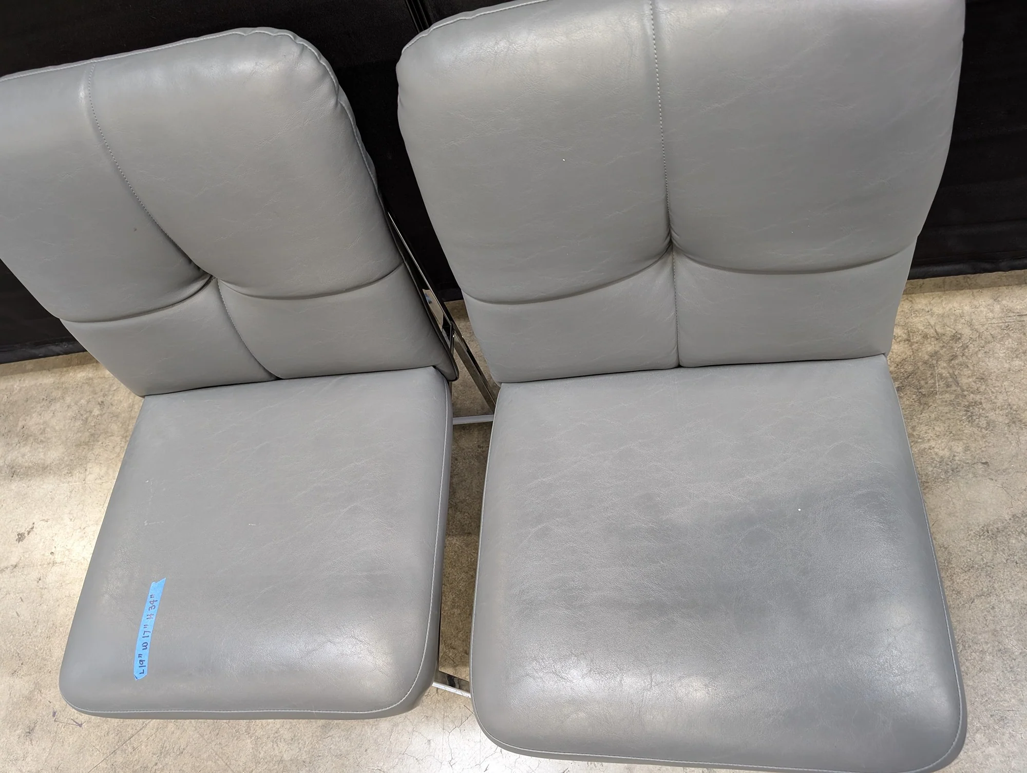 Pair of Contemporary Grey Faux Leather Side Chairs with Chrome Frames - Image 2